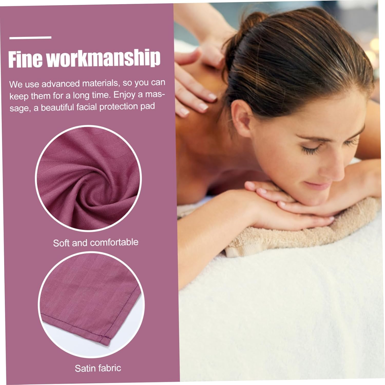 Ciieeo 3Pcs Massage Table Towel Massage Table Paper Towels Pillow Cushion Pillow Covers Portable Massage Table Bolster Pillow Cover Massage Face Pad Soft Hole Towel Satin Cloth Purple image number 6