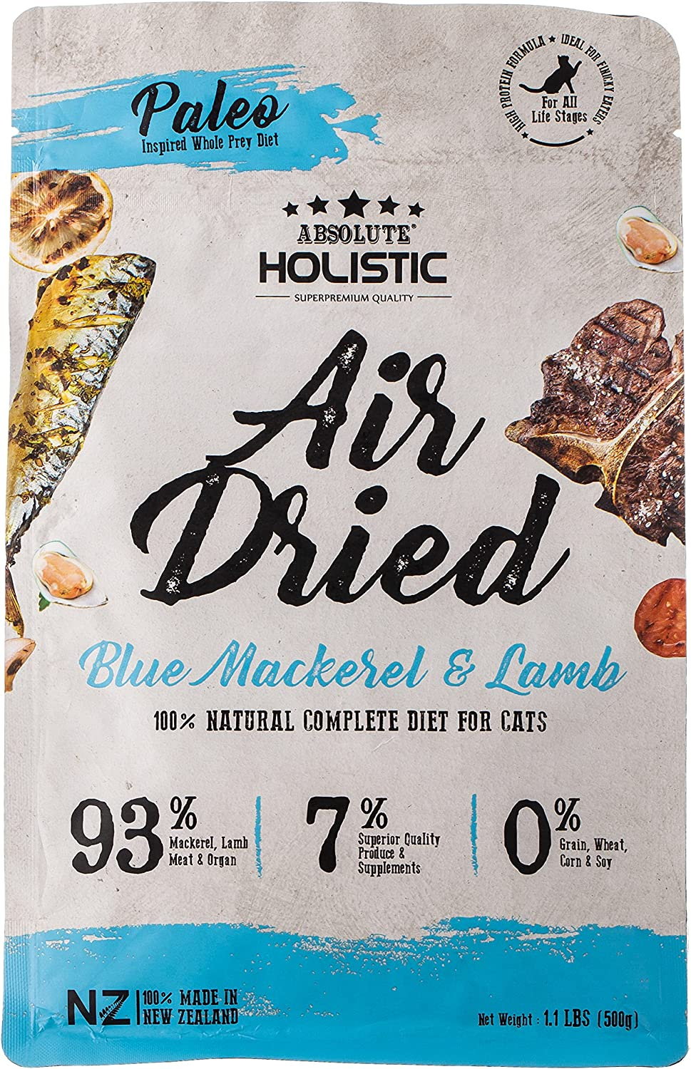 Absolute Blue Mackeral and Lamb Air Dried Food 500 G image number 1