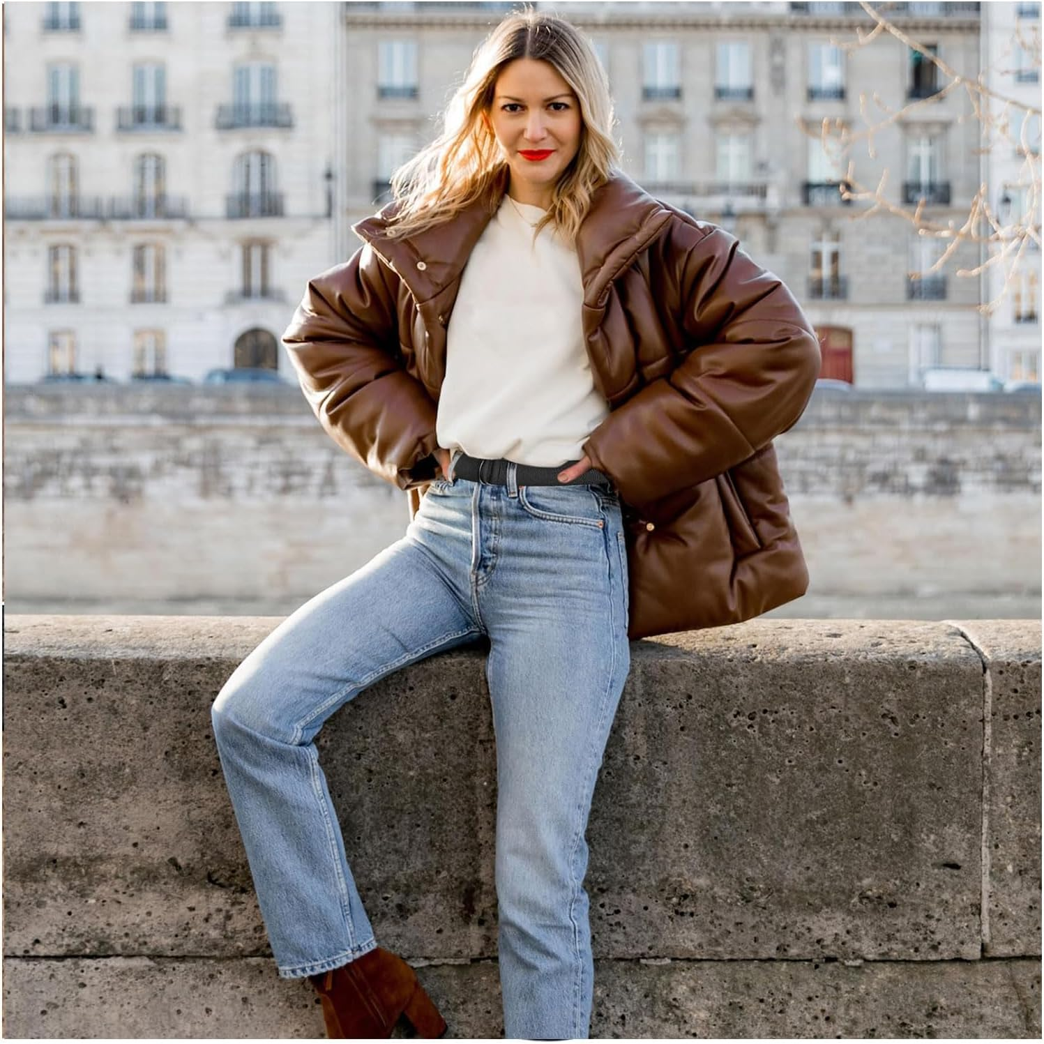 2 Pack Belts for Men,Mens Canvas Belt, Adjustable Fabric Holeles,Suitable for Leisure and Travel image number 4