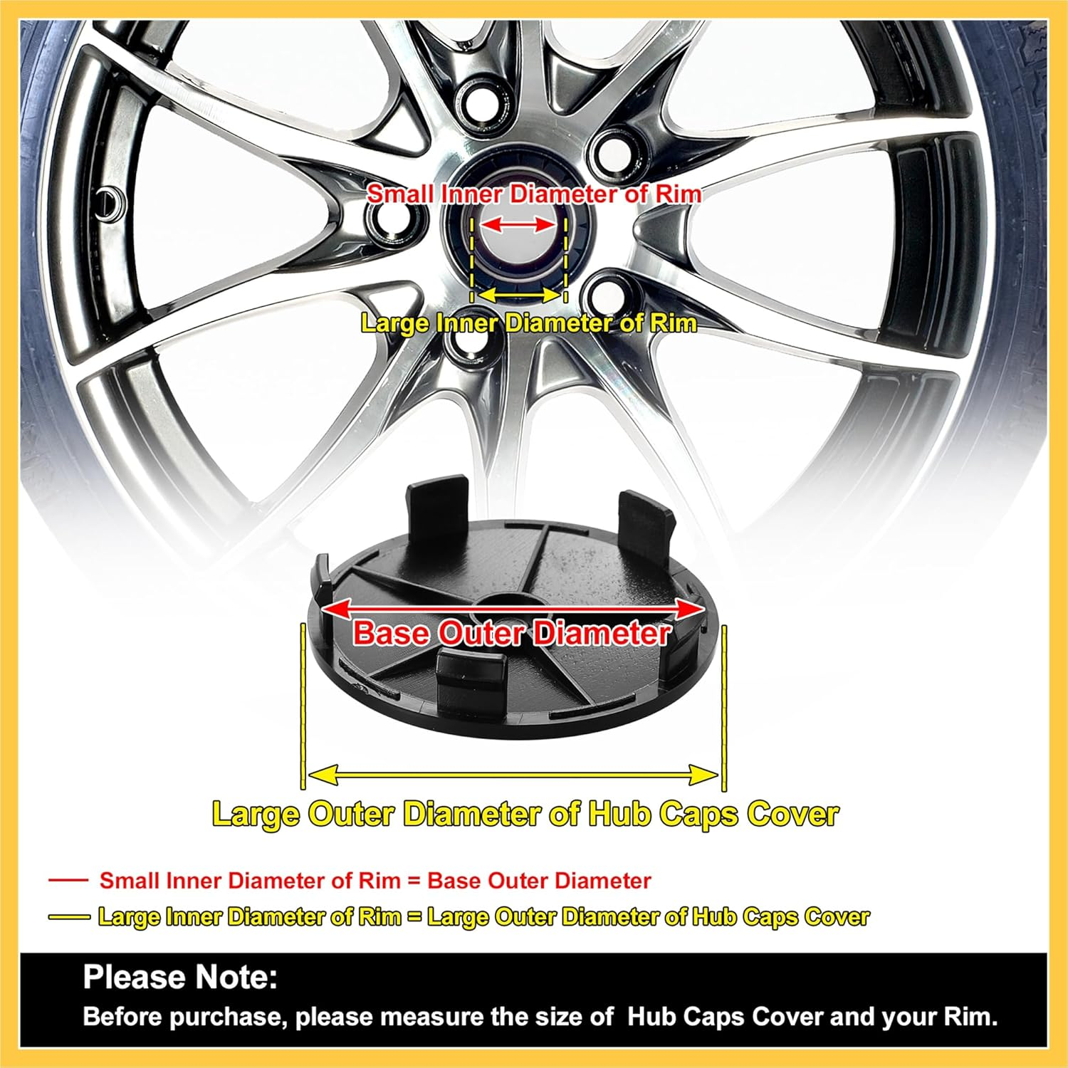 REPAIROCK 4 Pcs 68Mm Dia Black 5 Clips Automotive Wheel Center Tyre Hub Caps Cover for Car Auto Replacement Parts image number 2