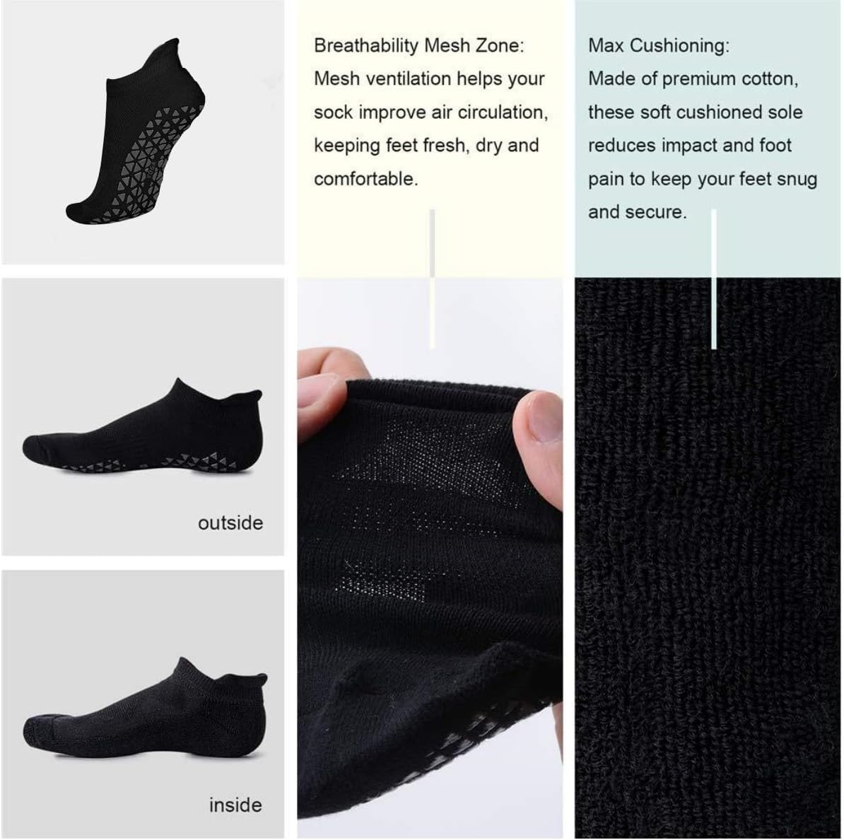 ZANZER Non Slip Yoga Socks with Grips for Pilates, Ballet, Barre, Barefoot, Hospital anti Skid Socks for Women image number 1