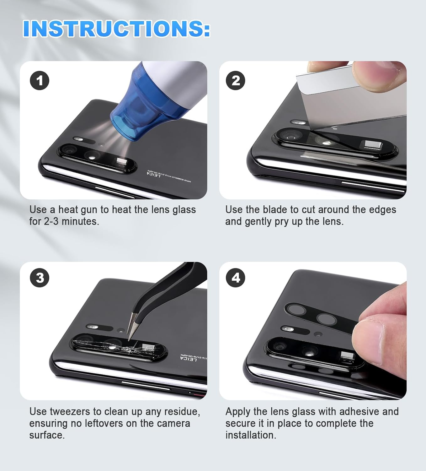 Eonpam 2-Pack Camera Glass for Xiaomi 12 Lite Original Rear Camera Lens Glass Replacement HD Camera Protection Camera Glass + Repair Kit image number 2