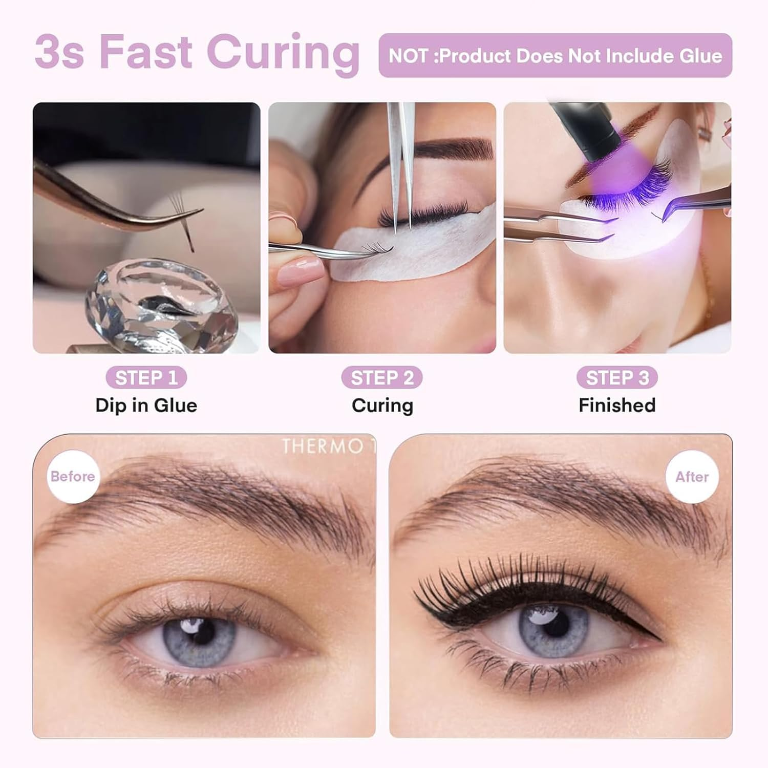 Uv Light UV Eyelash Extension Lamp 5W Flexible Gooseneck UV Nail Lamp 395 to 400Nm USB Charging UV Lash Light with Adjustable Spot Size UV Gel Curing Lamp with Clamp & Foot Pedal Switch image number 6