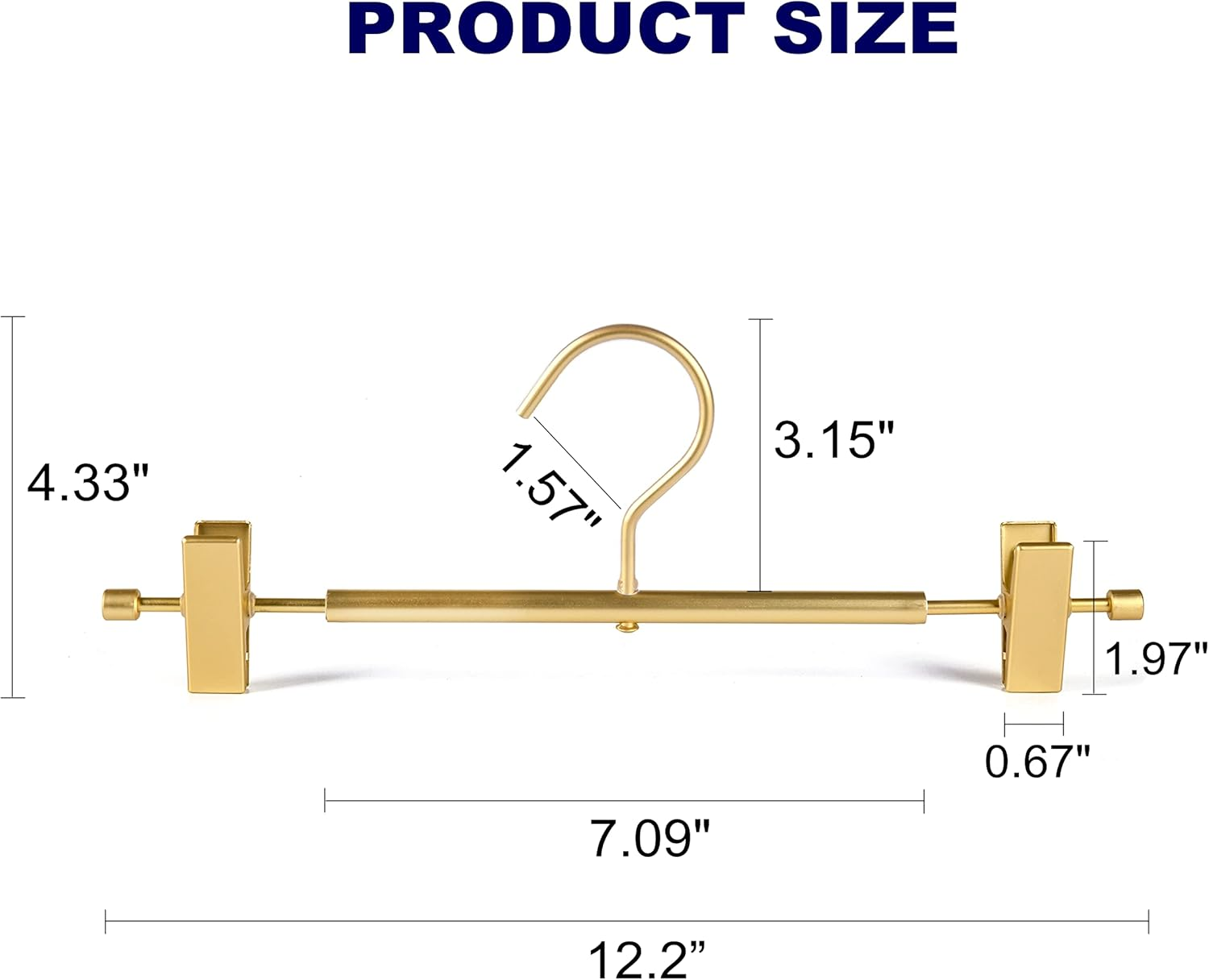 Amber Home Premium Matte Gold Aluminum Pants Hangers 10 Pack, 12.2&rdquo; Extra Smooth & Durable Metal Skirt Slack Hanger, Light & Sturdy Metal Rack for Trouser with 2-Adjustable Non Slip Clips Swivel Hook image number 5