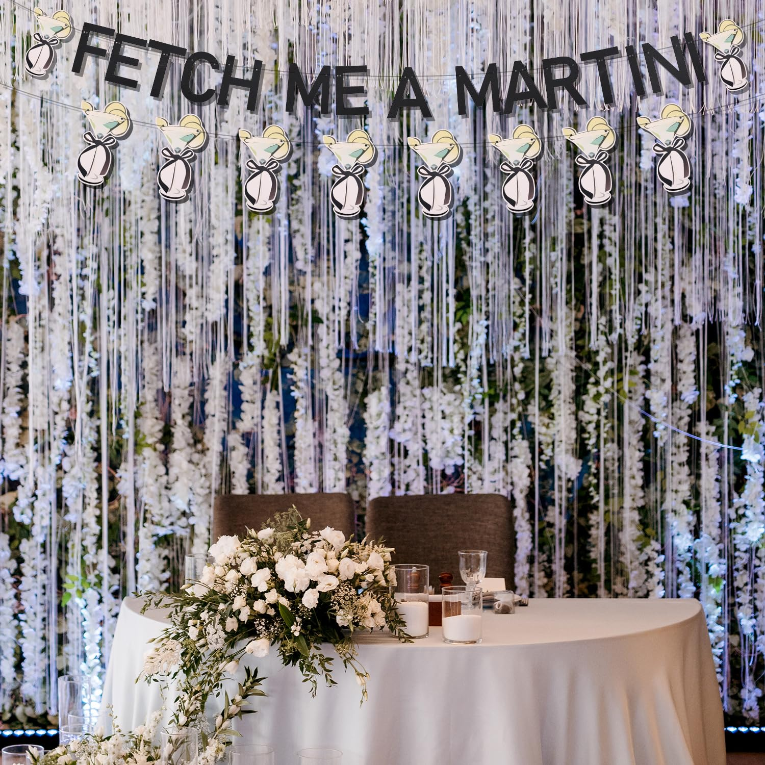 Fetch Me a Martini Banner, Glitter Martini Party Decorations Reusable Birthday Garland Decor Pre-Assembled Martini Themed Party Decorations for Bachelorette Party Backdrop image number 2