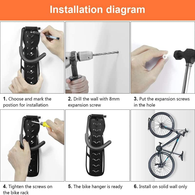 AIMALL 4PCS Steel Bicycle Bike Wall Rack Mount Garage Stand Holder Storage Hanger Hook, Space-Saving Stand Holder for Indoor Use