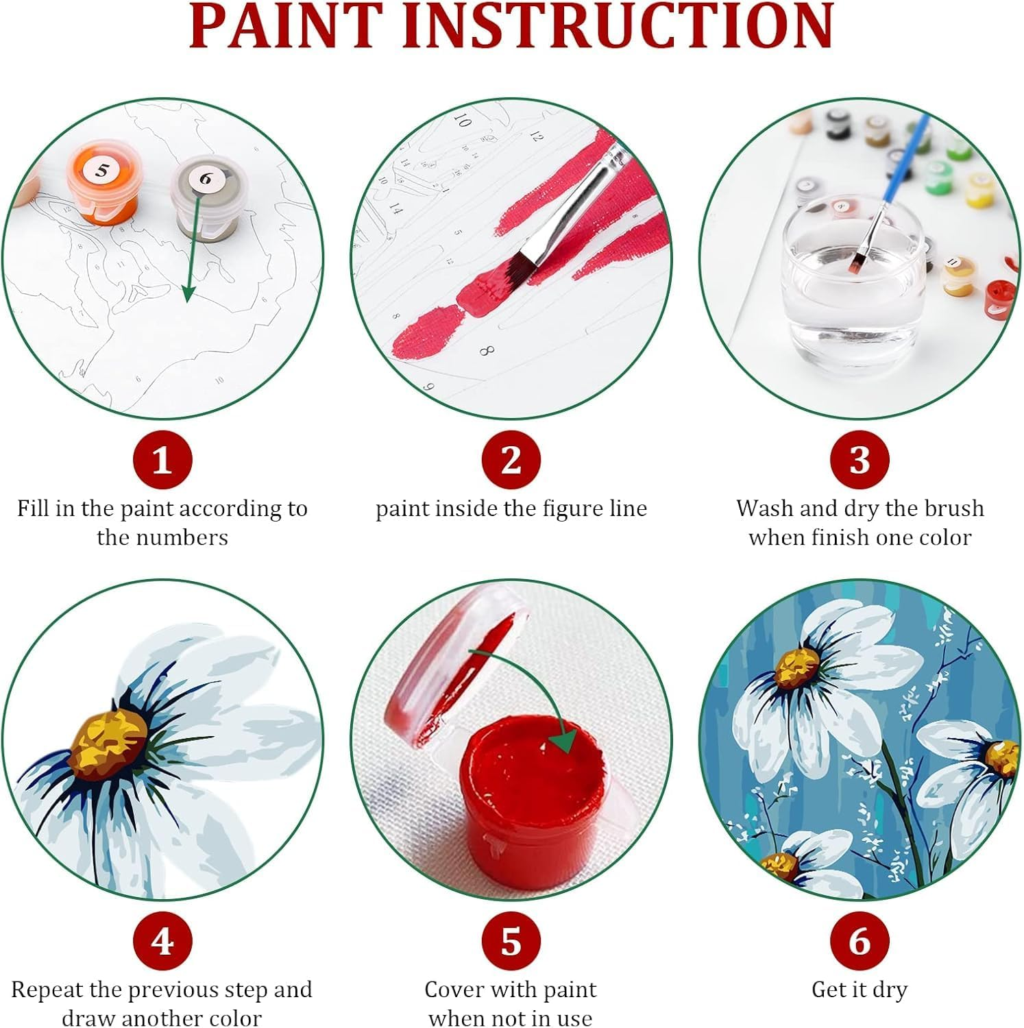 Paint by Number for Adults. Flowers with Girls Paint by Numbers for Adults Beginner Drawing Paintwork with 3 Paintbrushes Paint Canvas Oil Painting 16&rdquo; X 20&rdquo; image number 5