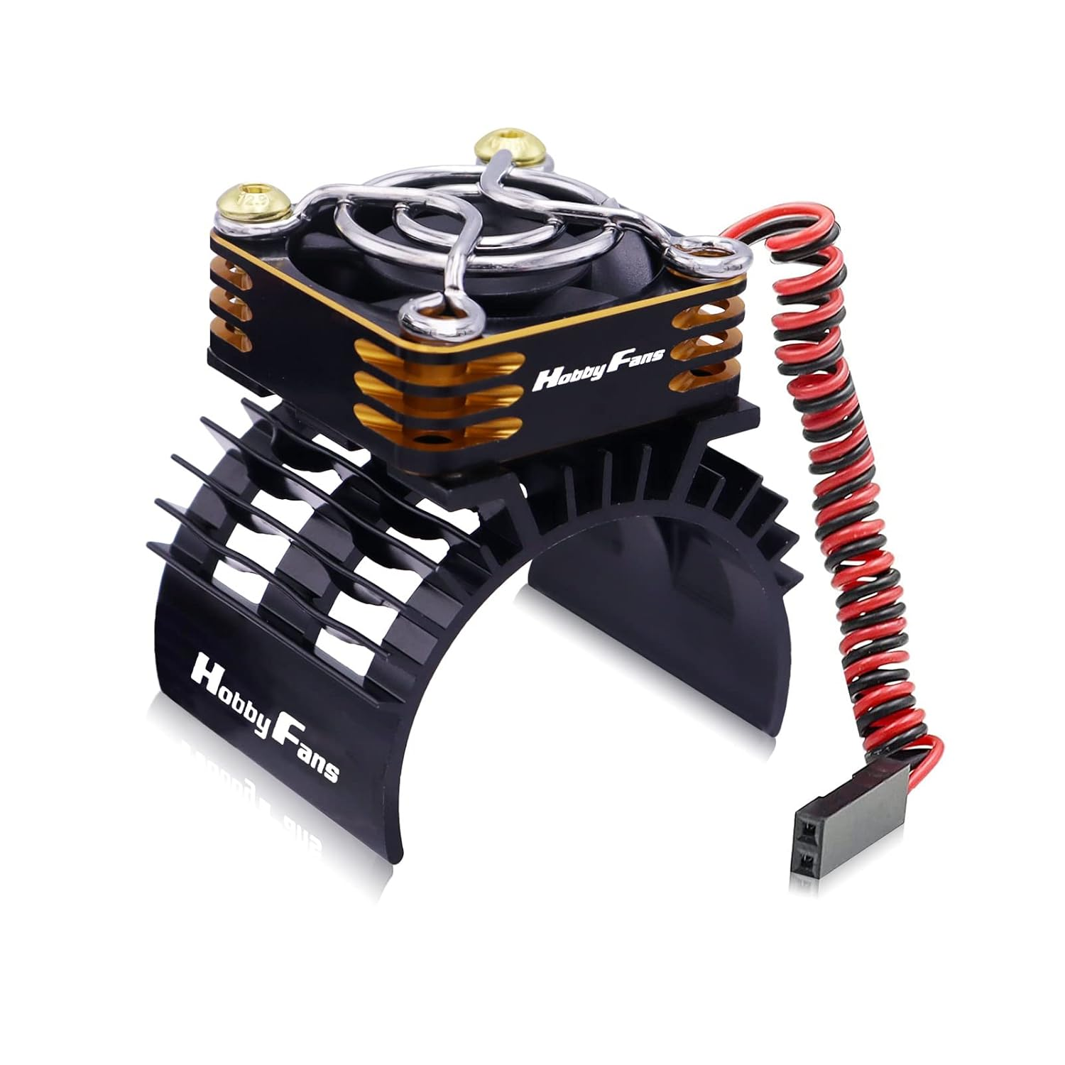 Hobby Fans RC Cooling Fan 28000RPM Alluminum RC Car Motor Fan with Heatsink for RC Car 1/8 1/10 540 550 F540 3650 3660 Motor, Gold