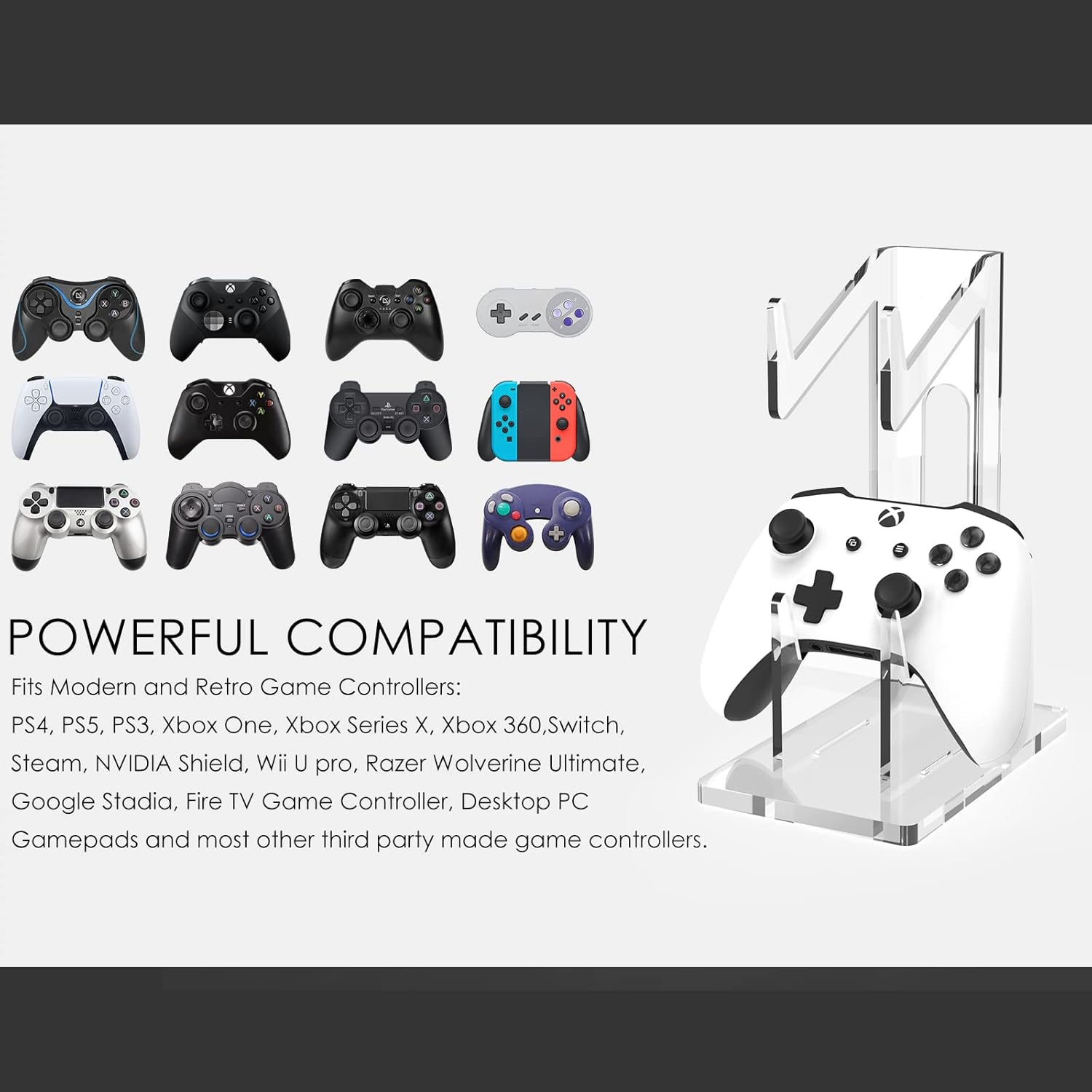 Linkidea Dual Controller Stand Holder Compatible with Sony Playstation 5, PS4, PS3, Xbox Elite, Core Wireless, Switch Pro, Desk Mounts Gaming Accessories image number 3