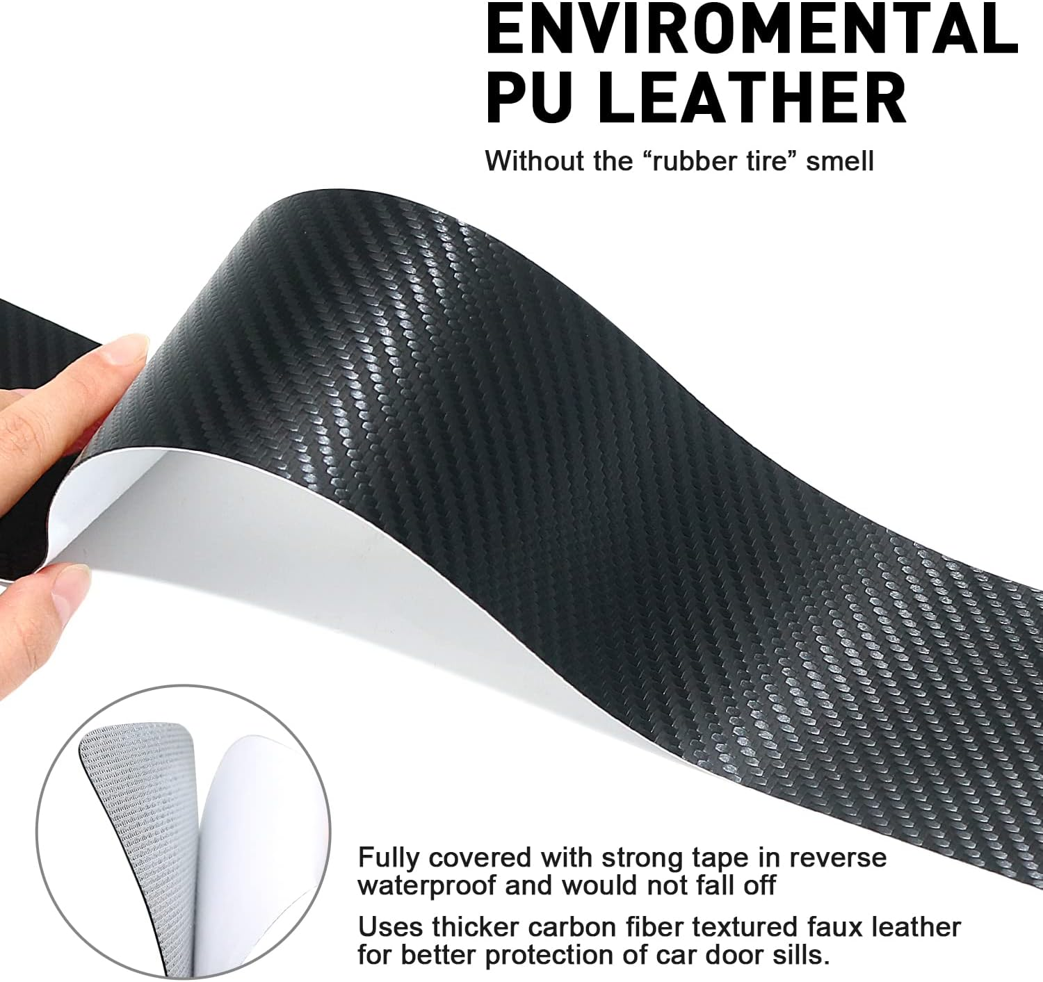 MOCHENT Tricolor Door Sill Protectors for Toyota Tacoma TRD 4Runner Tundra Rav4 Highlander Accessories, Carbon Fiber Front/Rear Door Sill Plate Guard, Retro Stripe Door Entry Guard Stickers(4 Pcs) - White/Blue/Dark Blue image number 4