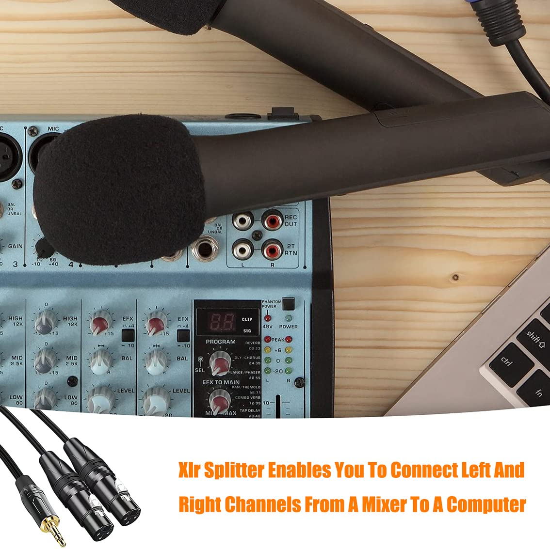 Dual Female XLR to 3.5Mm Y-Splitter Cable, Tunghey Unbalanced XLR Female to 1/8 Inch Mini Jack TRS Stereo Aux Interconnect Audio Mic Breakout Patch Cord (1.5M) - 0.5M image number 6