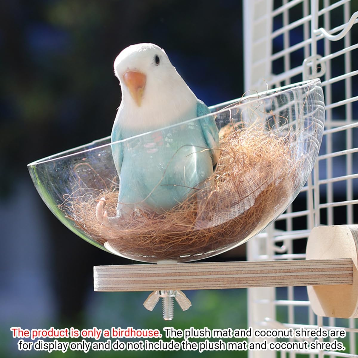 AIMALL Parrot Resting and Sleeping Nest with Wooden Perch Transparent Ventilated Capsule Design Swing and Fixed Styles 5.90In Diameter for Small and Medium Birds All Seasons image number 3