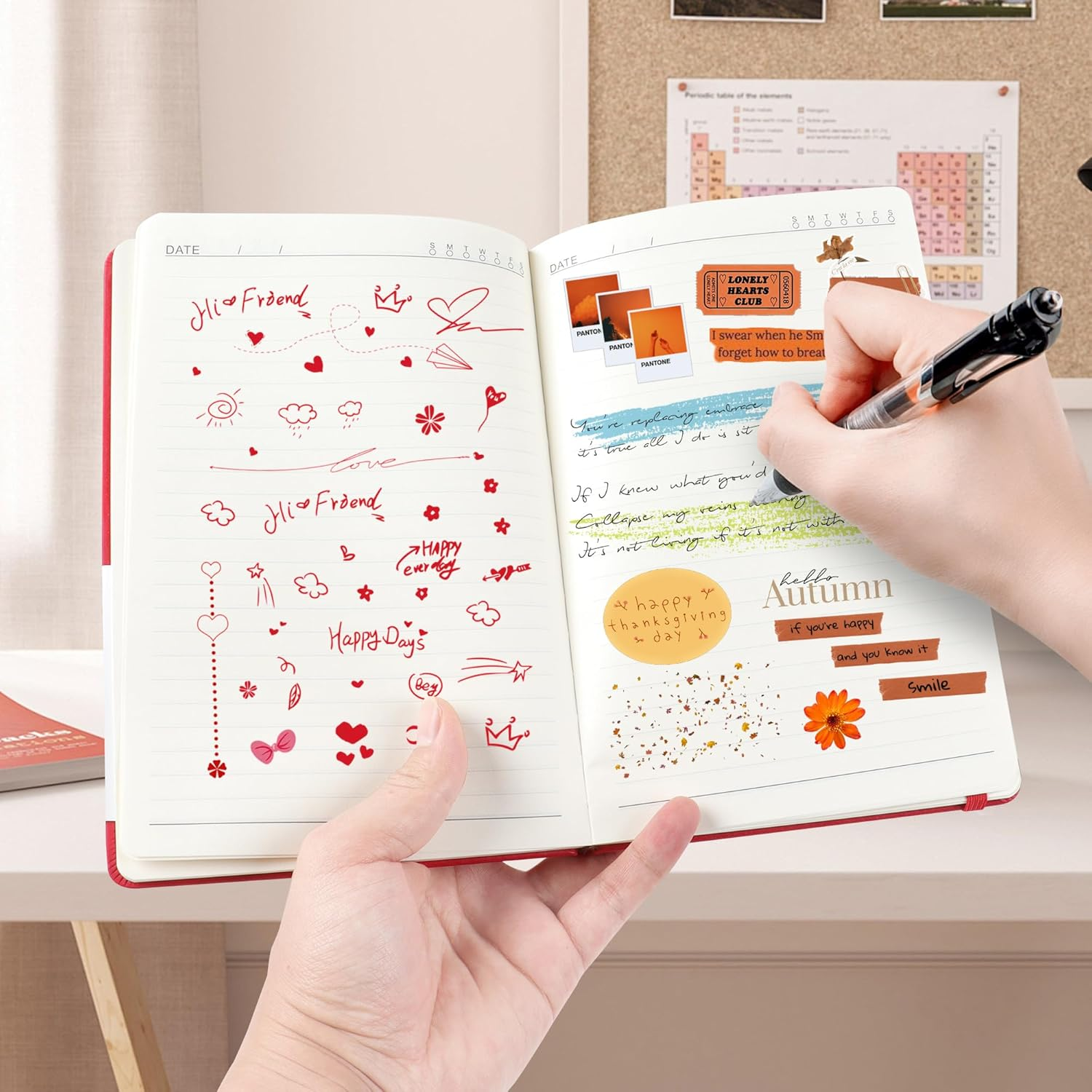 JUNART A5 Lined Journal Notebooks for Women & Men with 192 Pages, Leather Hardcover Notebook for Personal Writing Study Office Travel Recording or Gifts(Dark Blue) - Brown image number 2