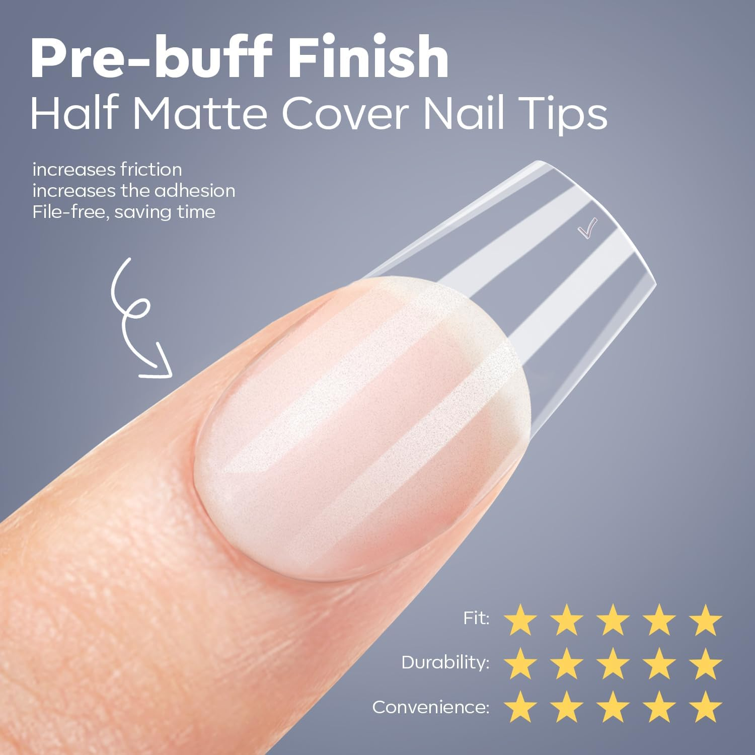 Modelones Gel Nail Kit Short Coffin, Upgrade 510Pcs Fake Nails 15Sizes, 9-In-One Glue Prep Dehydrator & Mini U V Light Clipper, Pre-Shaped Half Matte Press on Short Coffin Tips for DIY Salon image number 2