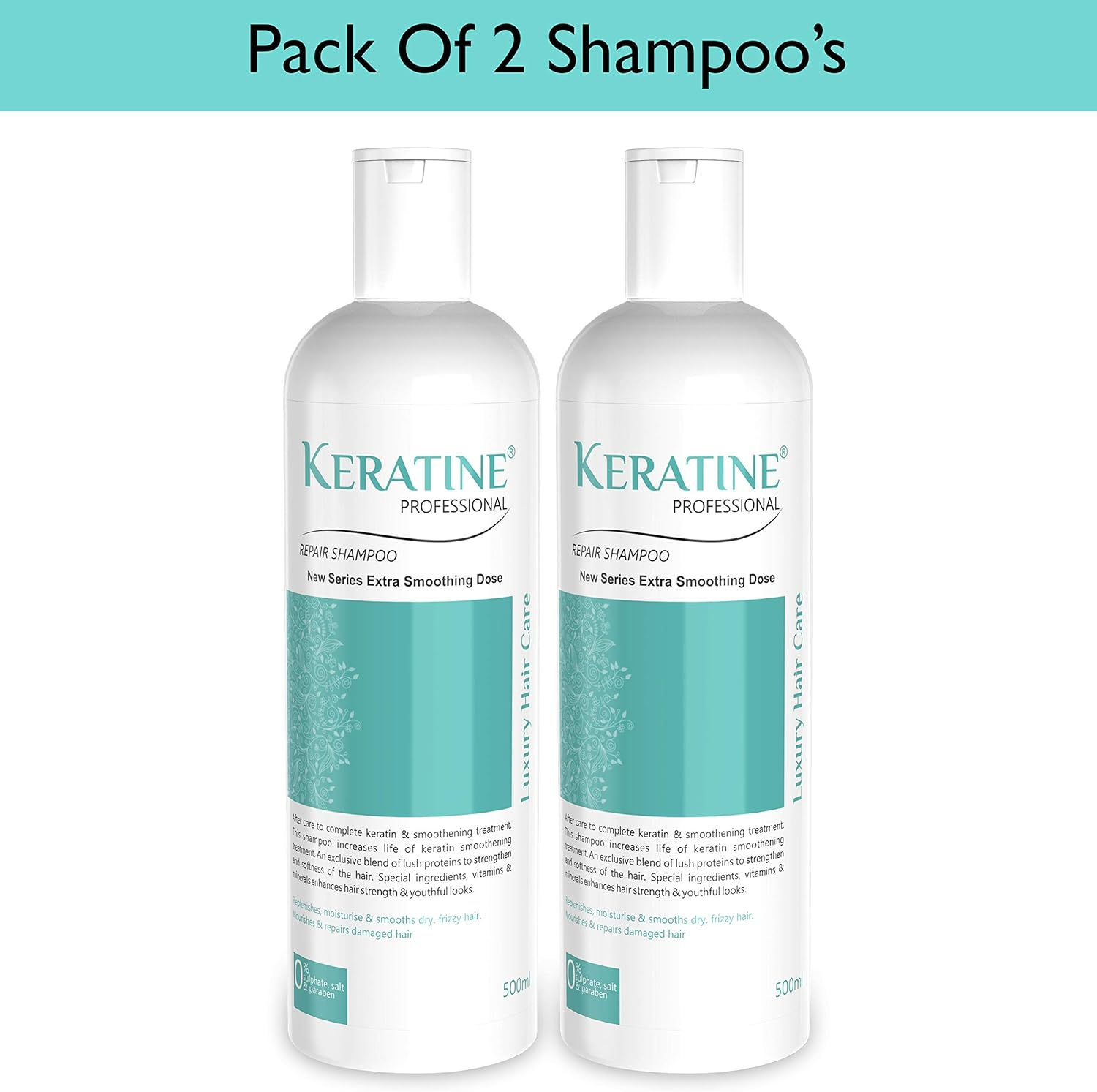 KERATINE PROFESSIONAL Smoothing Shampoo (500 Ml) - Pack of 2 image number 3
