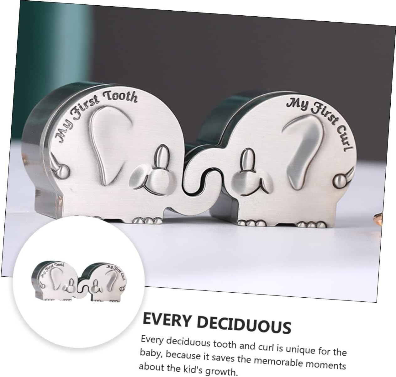UPKOCH Metallic -Shaped First Tooth and First Curl Keepsake Box for Newborns Baby Hair and Tooth Storage Container Infant Memory Holder image number 2