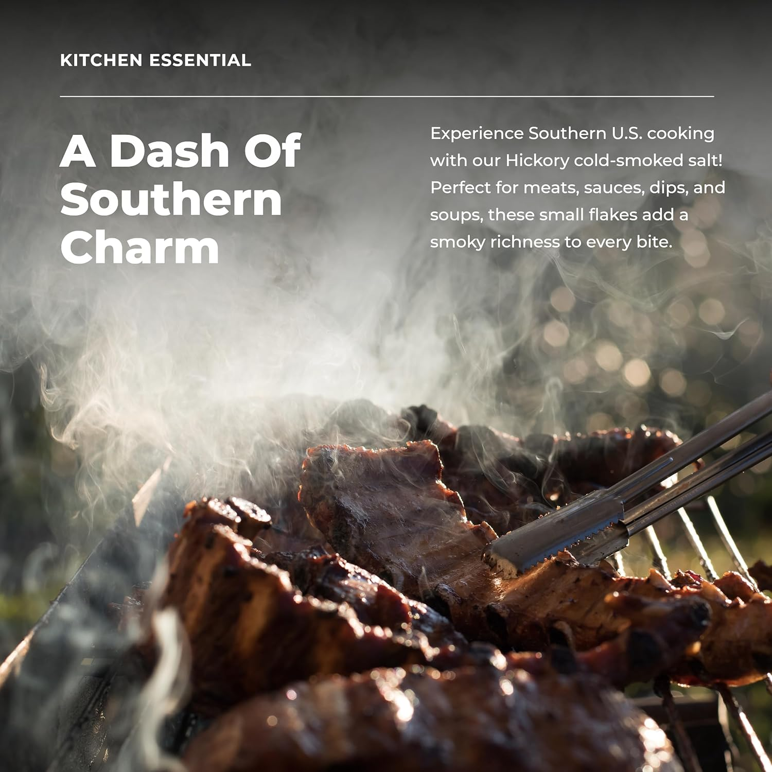 The Salt Box - Hickory Smoked Salt - Gourmet Seasoning for BBQ, Meat Rubs & Sauces - 155G Single Jar - Smoky Hickory Aroma, Light Brown to Golden Color - Bold, Savory Flavor image number 1