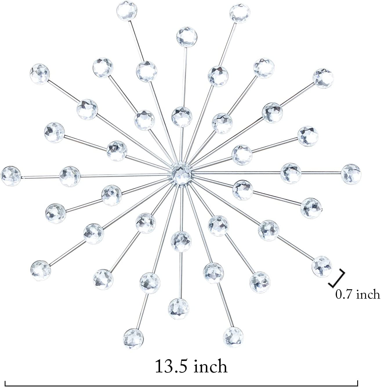 ZEXUIRU 3 Set Silver Metal Jeweled Wall Art Bling Crystal Home D&eacute;cor Starburst Rhinestone Wall Hanging Diamond Accents