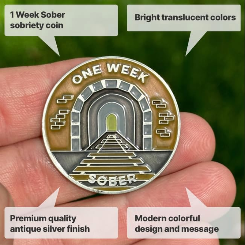 One Week Sober Token | 1 Week Sobriety Chip | Non-Aa, Non-Religious Medallion for Women and Men Celebrating Their Sobriety image number 4