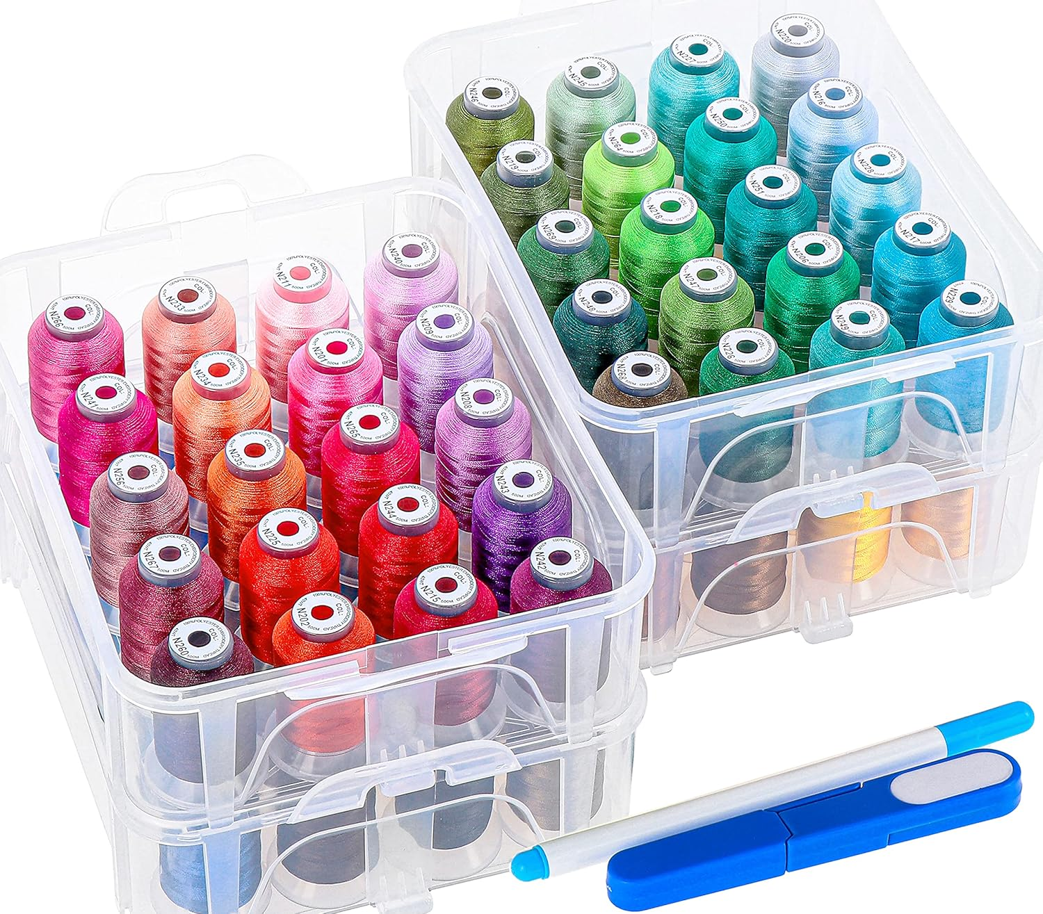New Brothread 80 Spools 500M Each Embroidery Machine Thread with Clear Plastic Storage Box - Colors Compatible with Janome and Robison-Anton Colors image number 4