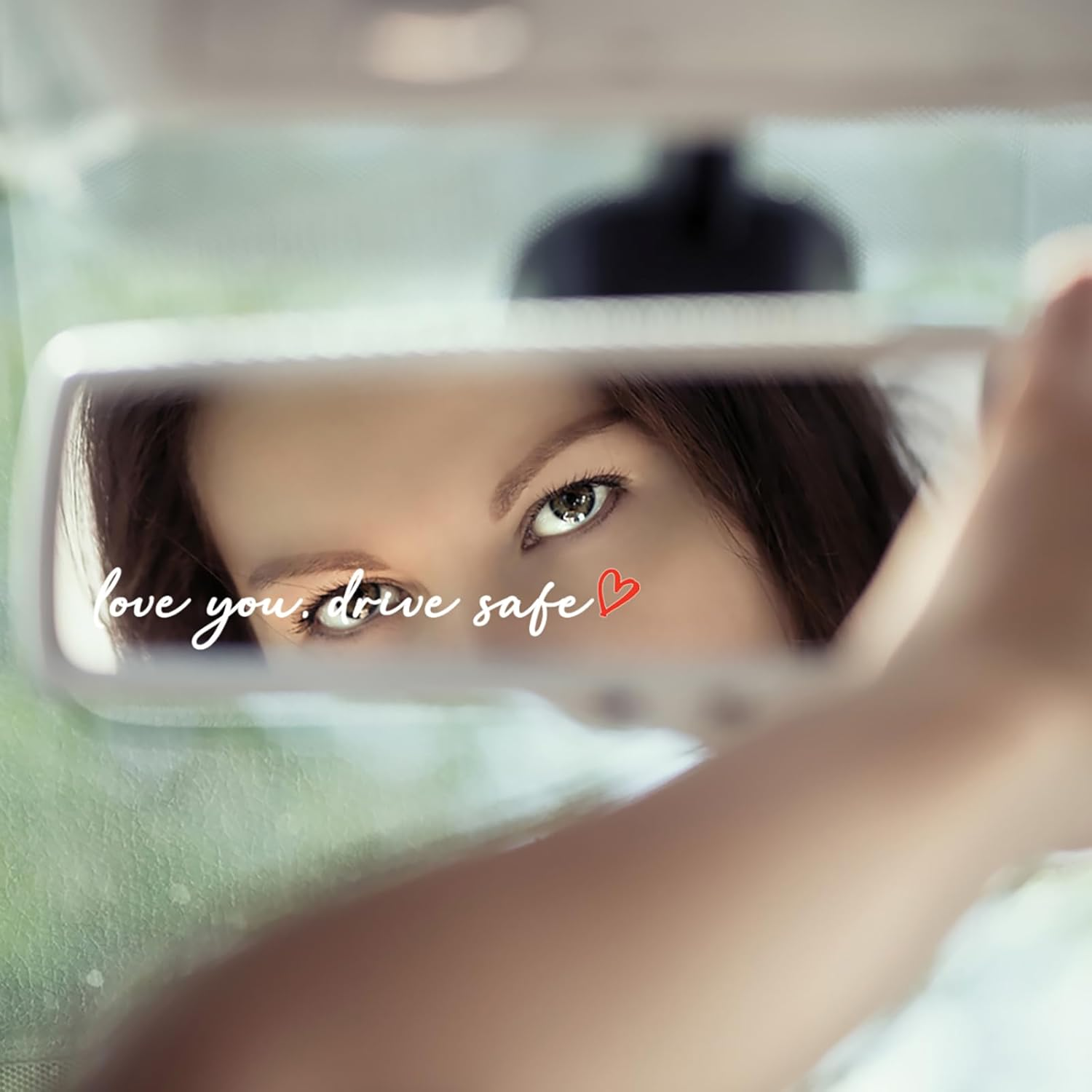 3X Love You, Drive Safe Holographic Car Mirror Decal Stickers for Cars Rearview Decal for Women Cute Decals Vinyl Affirmation Stickers for Window, Tumbler and Water Bottle (White)