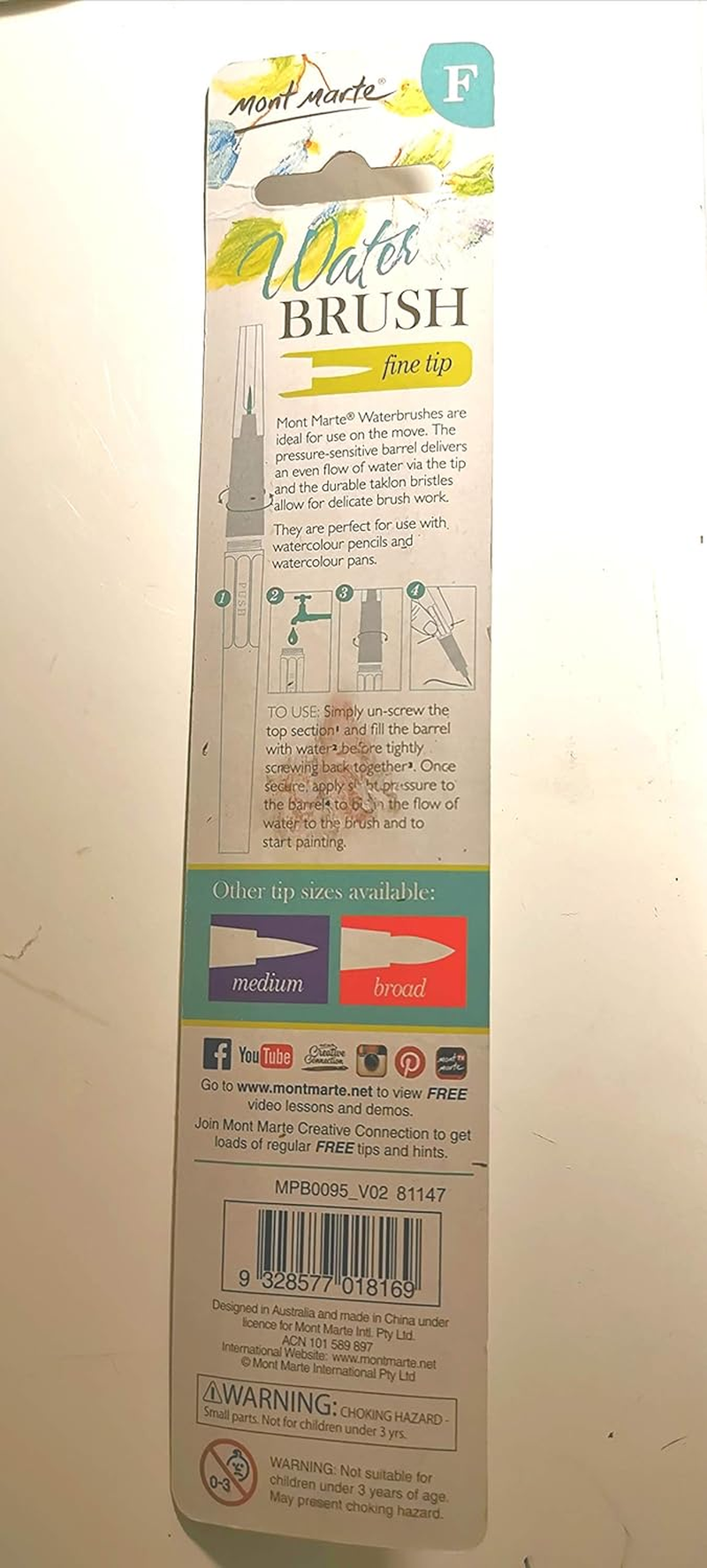 Mont Marte Signature round Fine Tip Water Brush, 3 Mm Tip image number 1