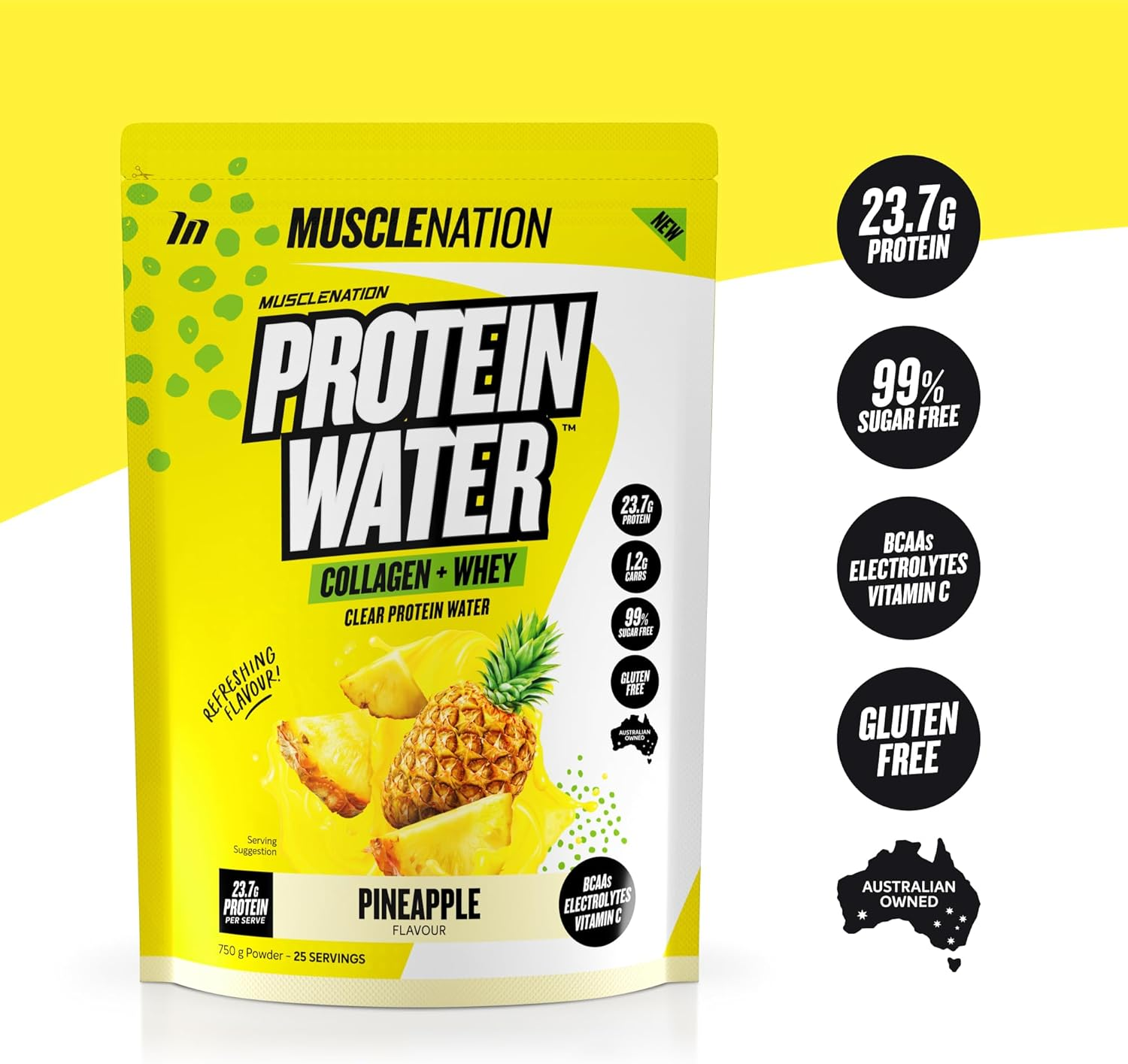 Muscle Nation Pineapple Protein Water 750G (25 Serves)