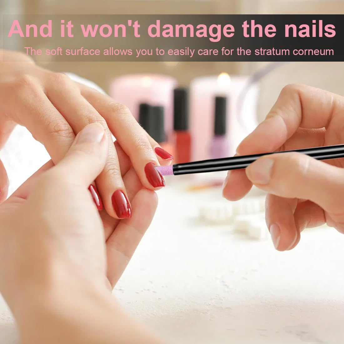 UEAVOID Pack of 8 Double Headed Cuticle File Stone, Quartz Pen, Nail File Stone, Quartz Stone Nail File, Cuticle Pusher, Nail Grinding Pen, Stone Nail File Pen, Nail Grinding Pens image number 1