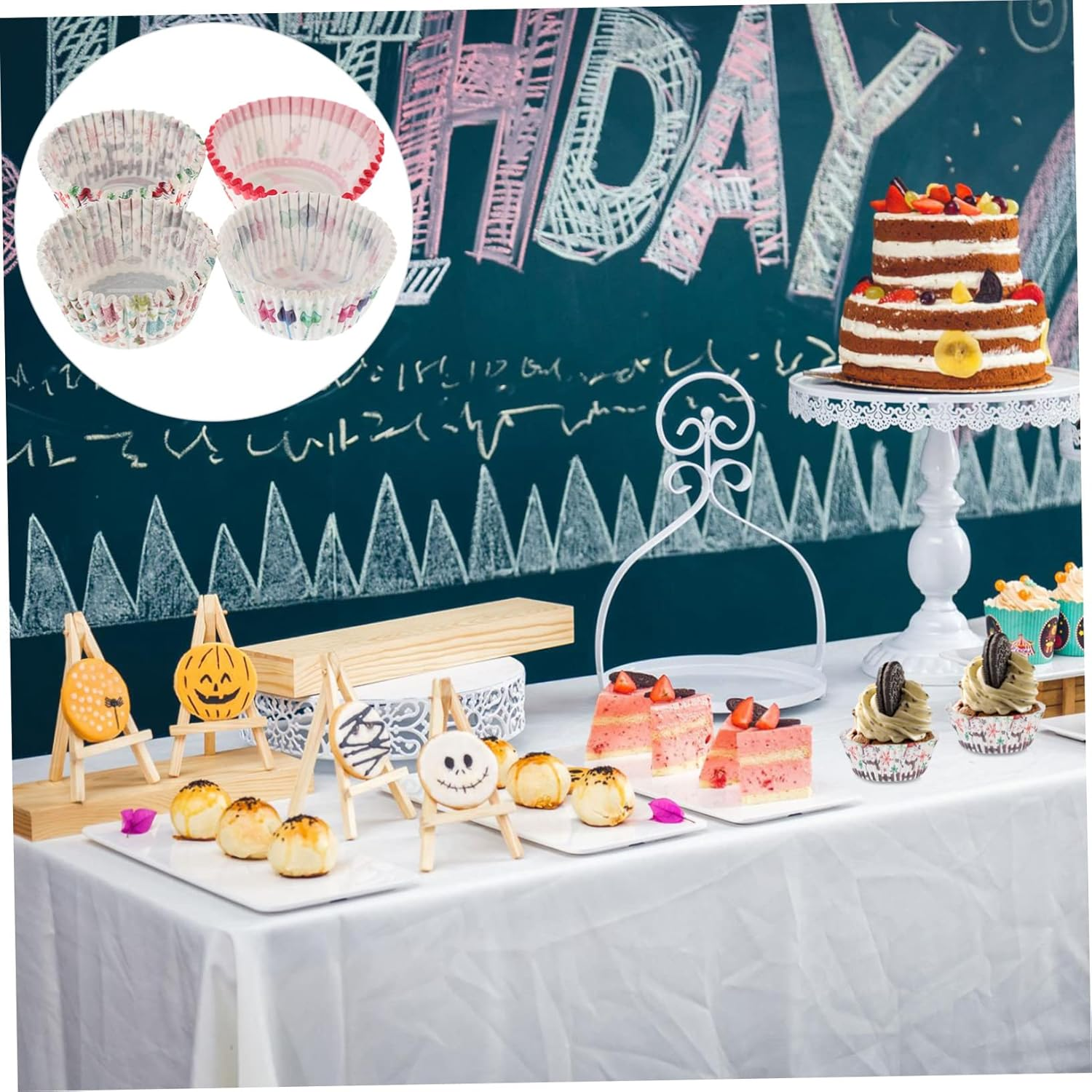 400Pcs Christmas Cake Paper Cups Heat Resistant Baking Cups Muffin Cases Moulds No Cleaning Needed image number 5