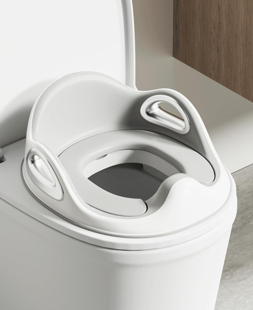 Potty Training Toilet Seat, Toddler Toilet Seat Attachment with Safety Handles, Detachable Soft Cushion, Anti-Slip Design and Splash Guard, Baby Toilet Seats for Kids, Boys and Girls image number 5