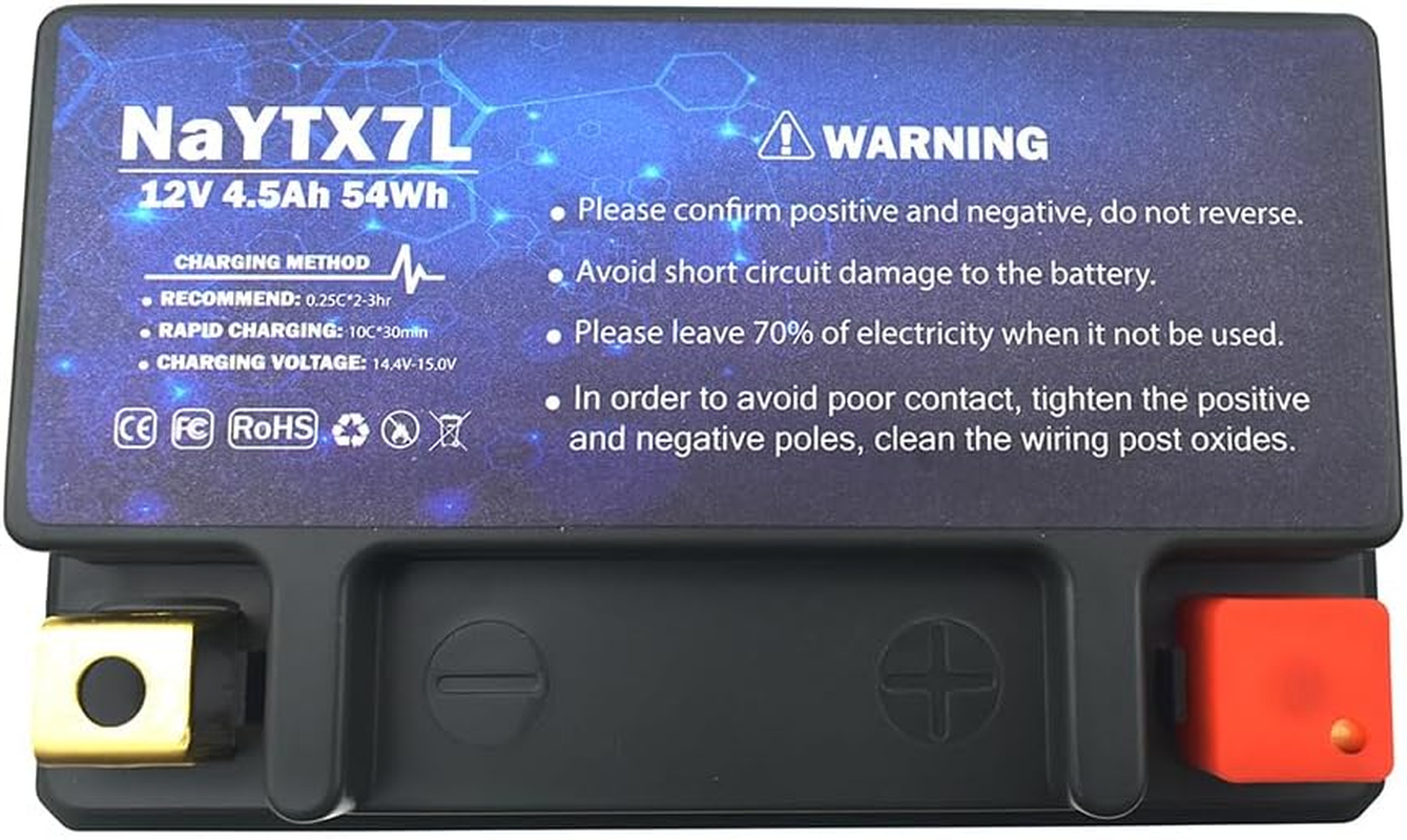 Sodium Ion Battery 12V 54Wh for YTX7L-BS GTX7L-BS RTX7L-BS MBTX7U UTX7L-BS CTX7L for Kawasaki KFX450R 2008-2014 for Honda CB250 Nighthawk 1991-2009 for Suzuki DR200SE 1996-2013 image number 2