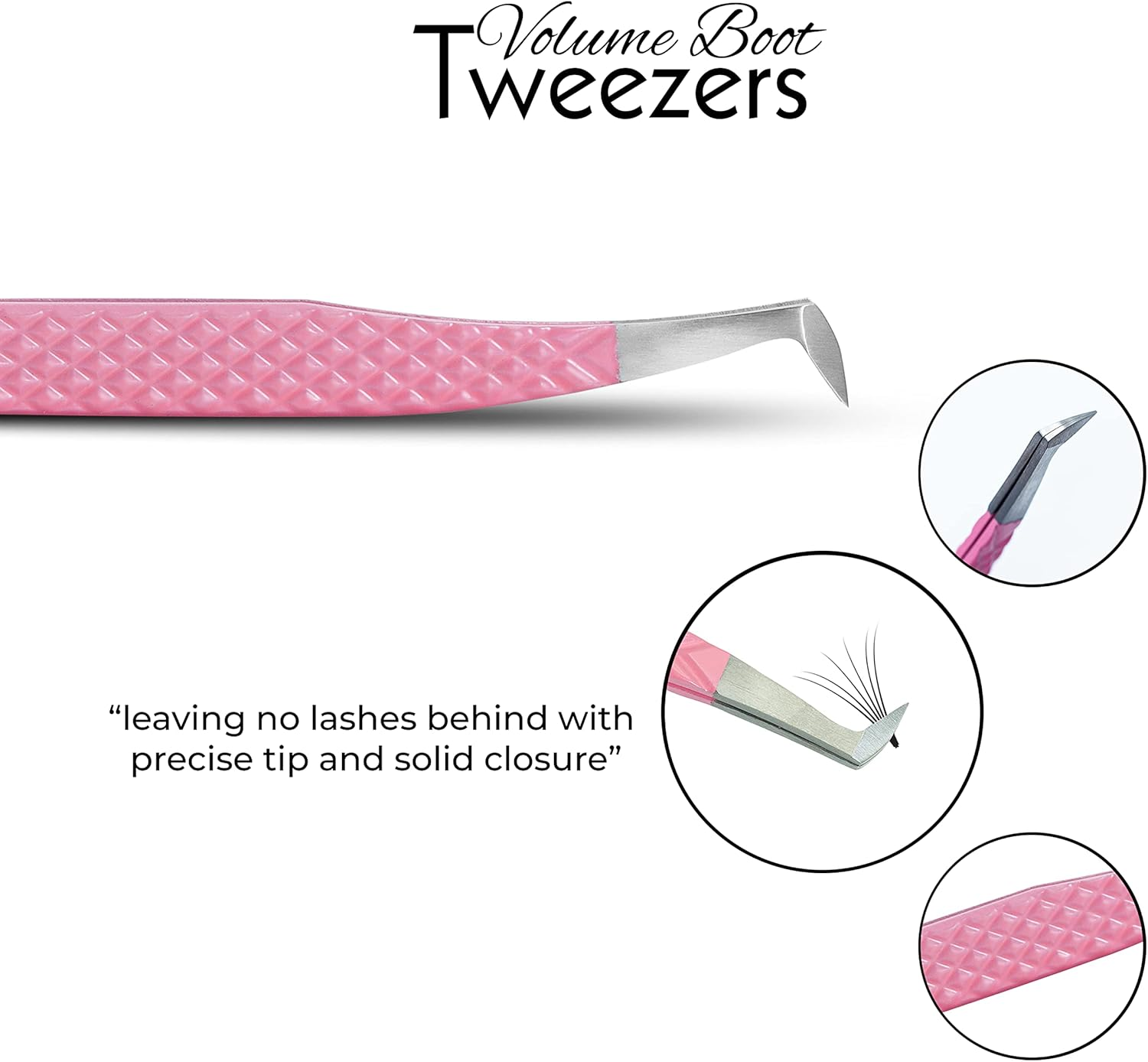 SIVOTE Lash Tweezers for Eyelash Extensions Fiber Tips, Set of 3, Volume, Volume Boot, 90 Degree Tweezers, Pastel Colors