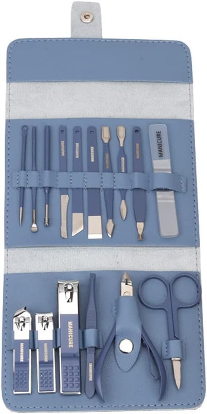 Set of 16 Manicure Pedicure Set Stainless Steel Nail Clippers Kit Portable Nail Trimming Set and Grooming Tools with Storage Bag, Green