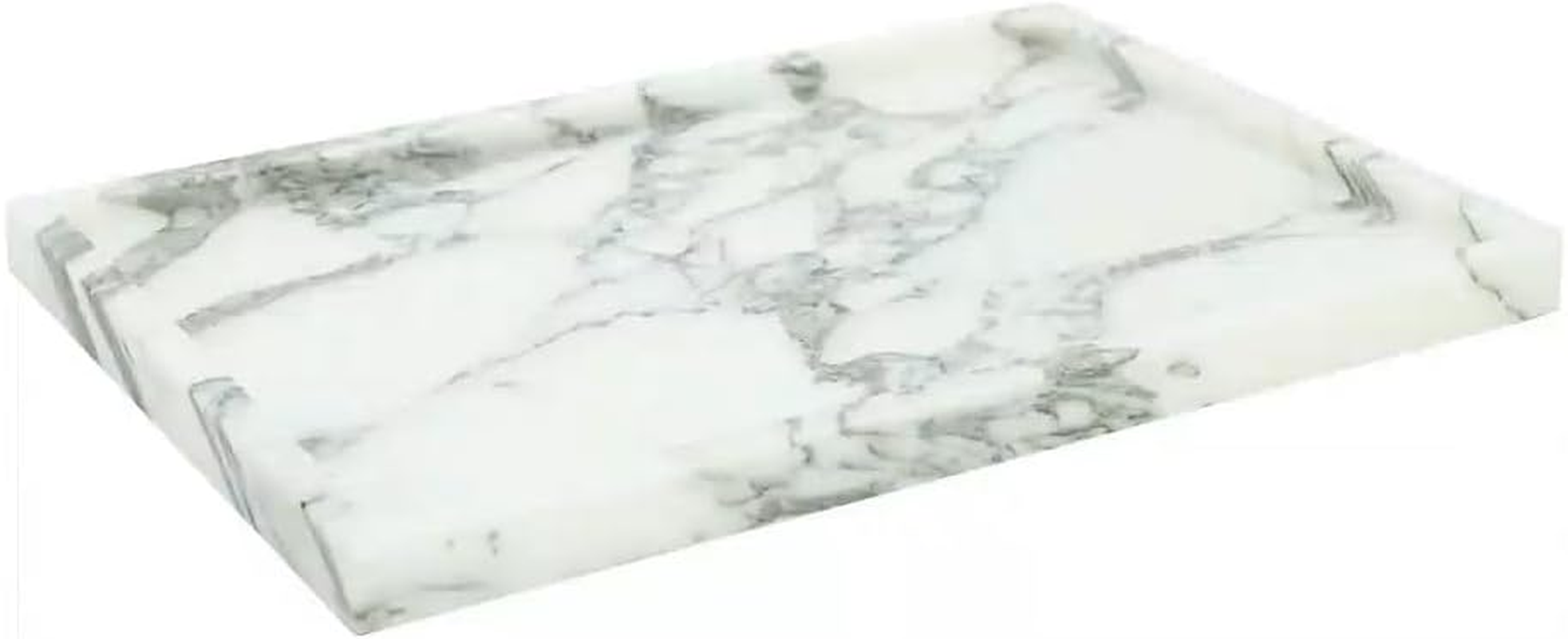 Real Luxurious Natural Marble Vanity Tray Genuine Storage for Home Decor Stone Bathroom/Kitchen/Vanity/Dresser Non-Resin - Arabescato image number 6