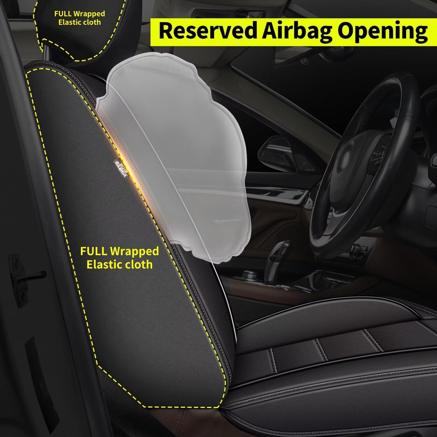 IKABEVEM Car Seat Covers Fit for Honda Civic 2003-2015 & 2020-2025: Full Set Waterproof Faux Leather Automotive Seat Covers Car Seat Protector(5 Seats, Black) image number 3