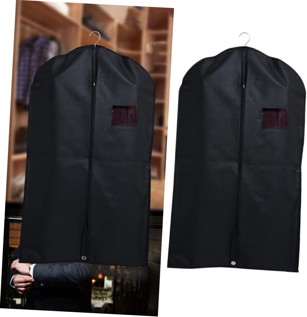 Zerodeko 5Pcs Non-Woven Fabric Suit Bag Garment Bag Washable Suit Cover Storage Luggage Cover Travel image number 3