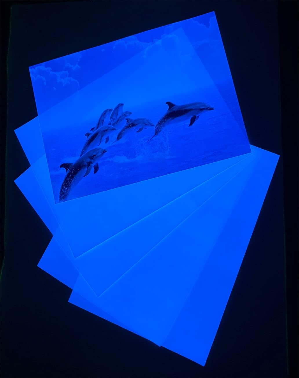 Glow in the Dark Photo Paper,Glow Paper,Glow in Dark Photo Paper,Glow in Dark Digital Paper Luminous Printing Paper Photoluminescent Inkjet Printing Paper for Pictures (5Pcs A4 Glow Blue) - Green image number 4