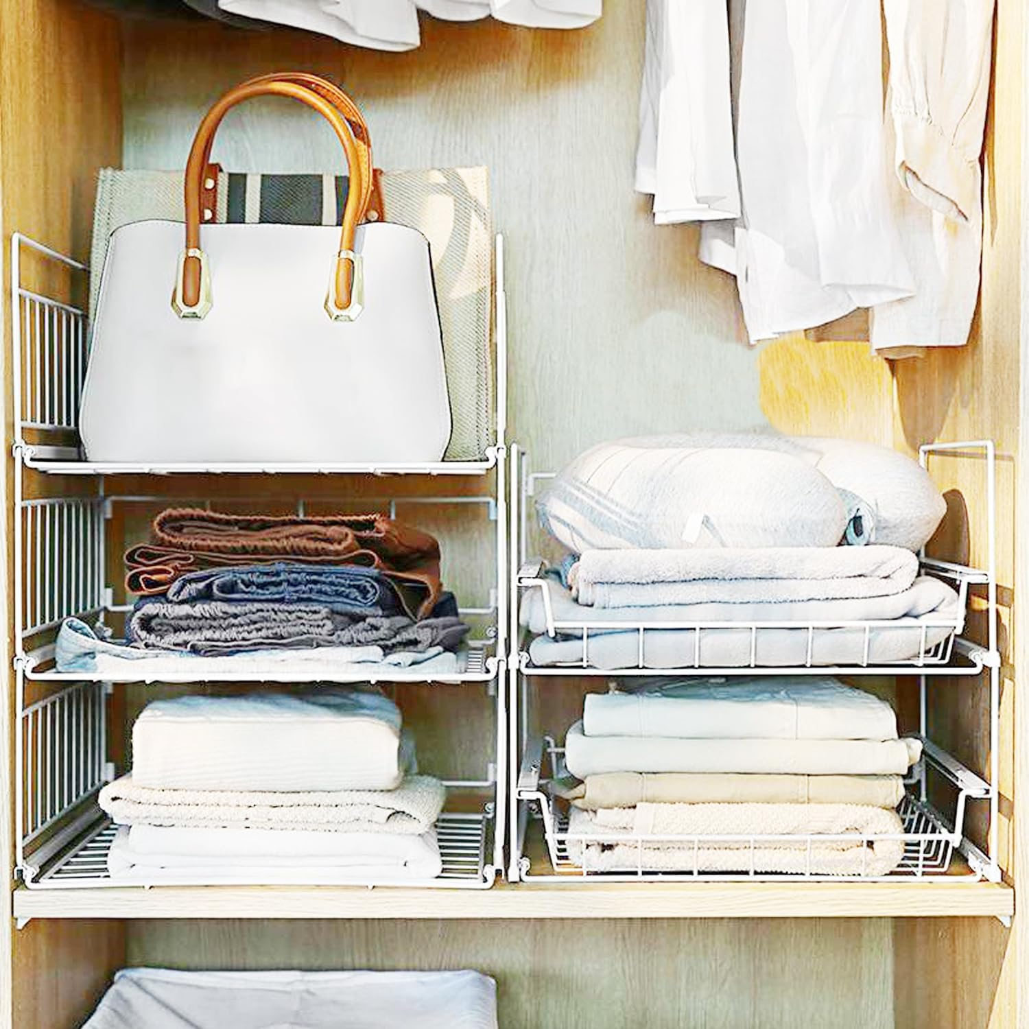 Wardrobe Organiser, Wardrobe Storage, Stackable Storage Drawers, with Push and Pull Drawer, for Cupboard Kitchen Bathroom Bedroom Office (3 Pack, 40X35X16Cm) image number 1