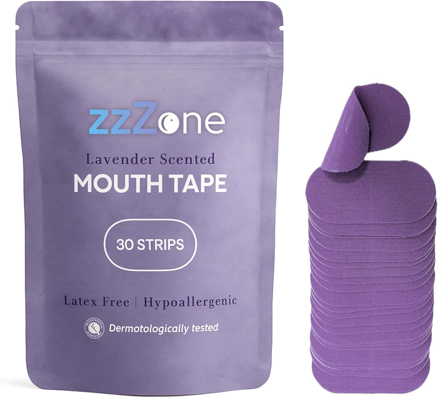 Lavender Scented Mouth Tape for Sleeping 30 anti Snoring Sleep Tape | Hypoallergenic Sleep Strips - 30 Pack image number 5
