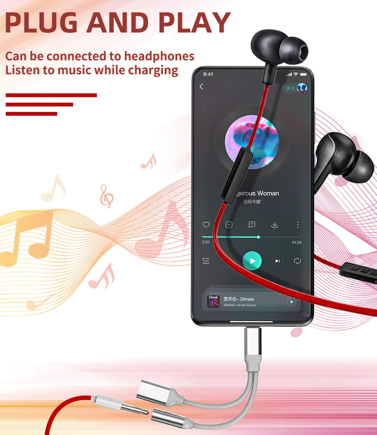 USB C to 3.5Mm Headphone Jack Adapter for Iphone(2 in 1)Type C Charging Cable Dongle for Samsung S23 Macbook Charger Accessories Car Stereo DAC AUX Audio Splitter for Apple 15Pro Max plus for Ipad Pro image number 2