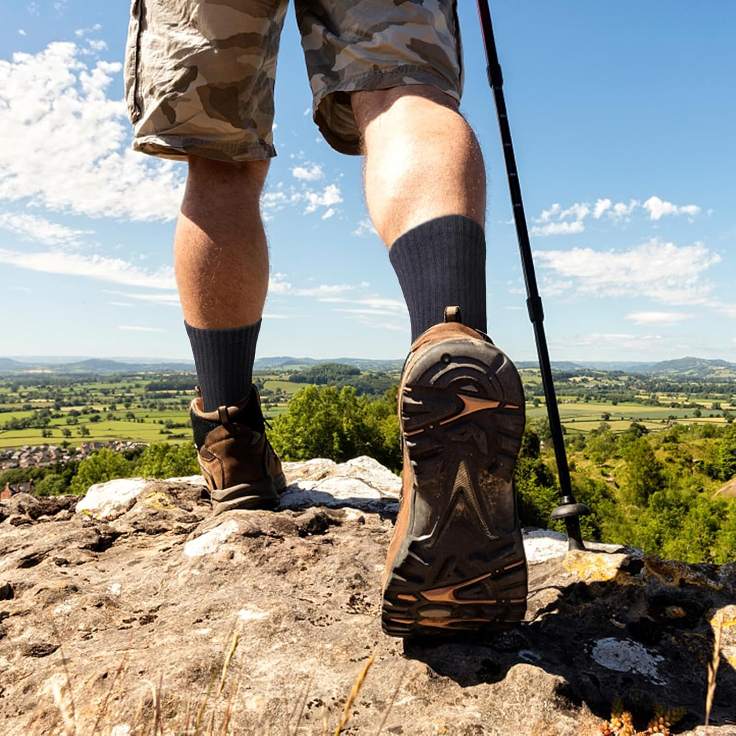 YUEDGE 6 Pairs Mens Socks Moisture Wicking Cushioned Crew Socks Breathable Anti-Odor Work Socks Performance Training Athletic Sports Socks for Men image number 5