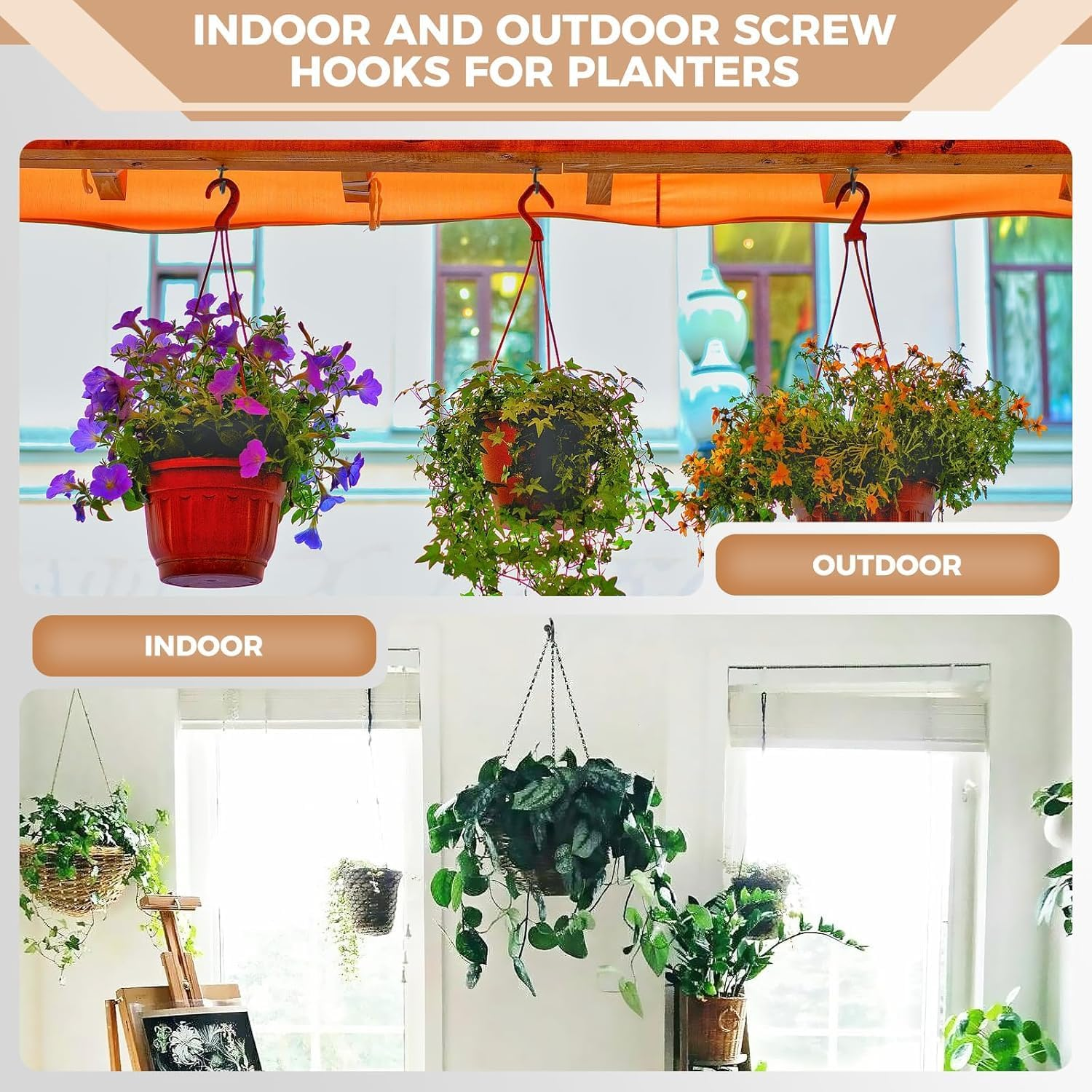 110-Pack Black Screw Hooks, 6 Sizes (1/2" to 1-1/4") Metal Cup Hooks for Hanging &ndash; Heavy Duty Hardware Hooks for Kitchen, Garage, DIY & Home Organization image number 4