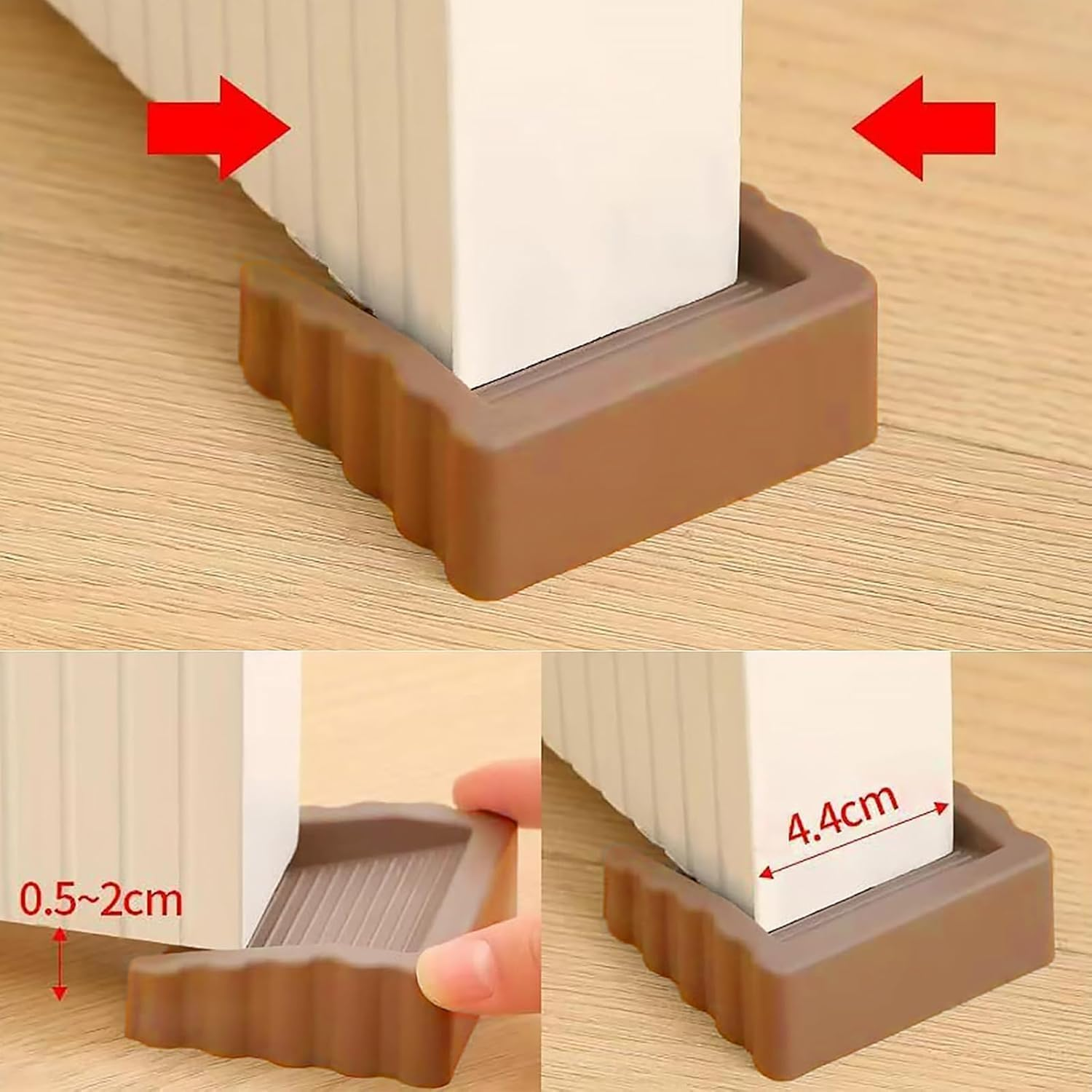 Rubber Door Stoppers Wedge,Bidirectional Door Stops,Small Size Cube Doorstop,Brown 2Pack - Blackx2 image number 2