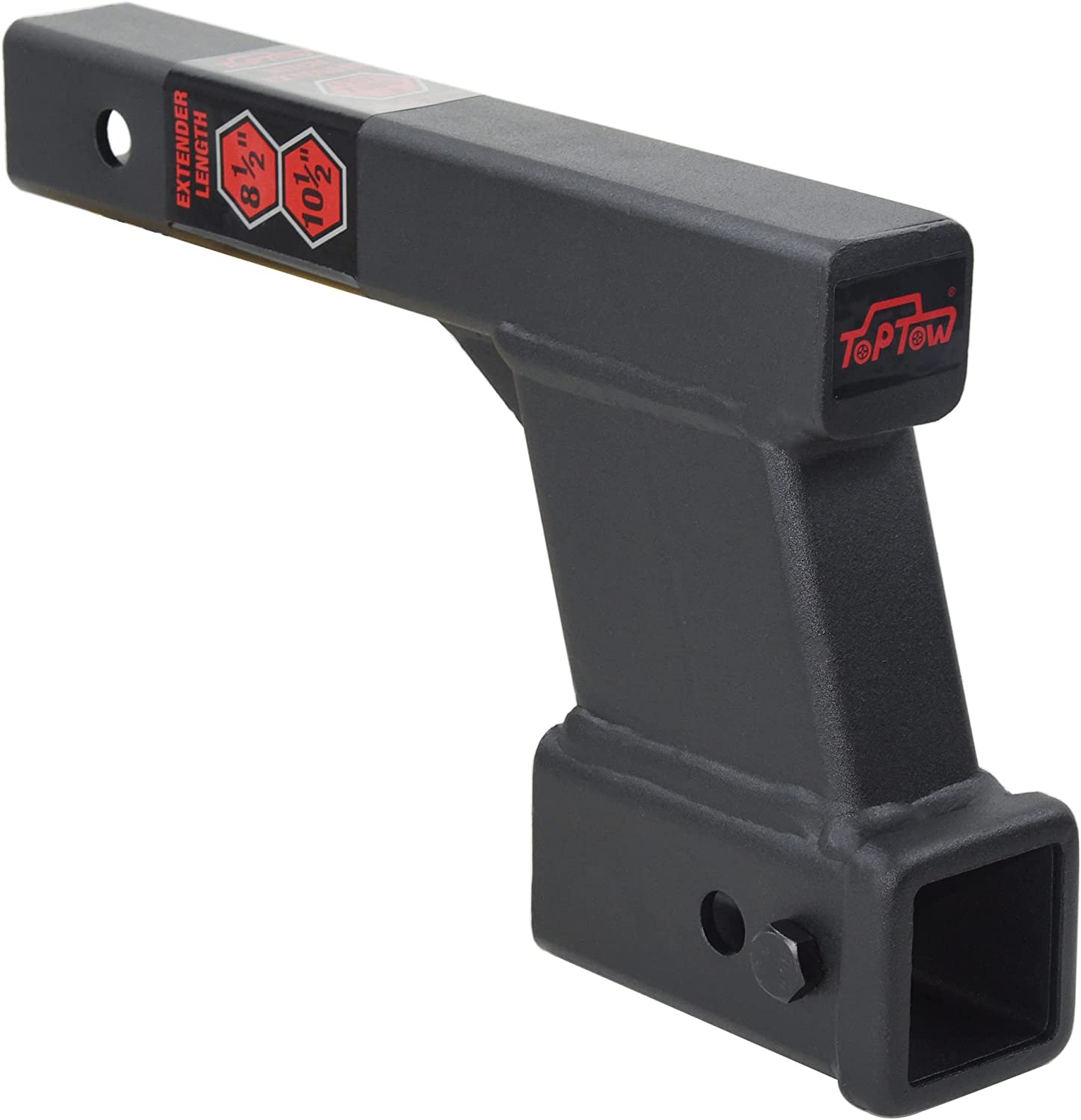 TOPTOW Trailer Receiver Hitch Extender Adapter 2" Drop/Riser, 7" and 9" Extension Length, 2" Shank, 7500Lbs Towing Capacity, Matte Black image number 4