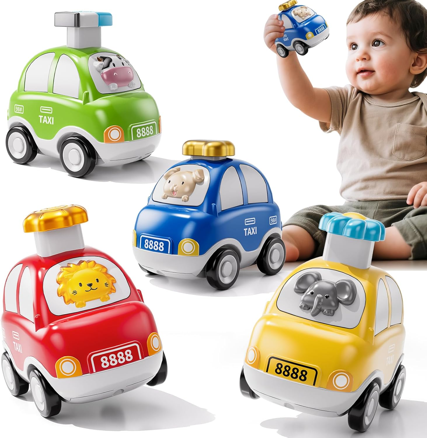 Baby Toy Cars for Toddler 1-3, 4PCS Push Cars Toys for 1 2 3 Years Old Toddlers Babies, Toddler Baby Toy Cars 1 2 3 Years Old Boys Birthday Gifts image number 6