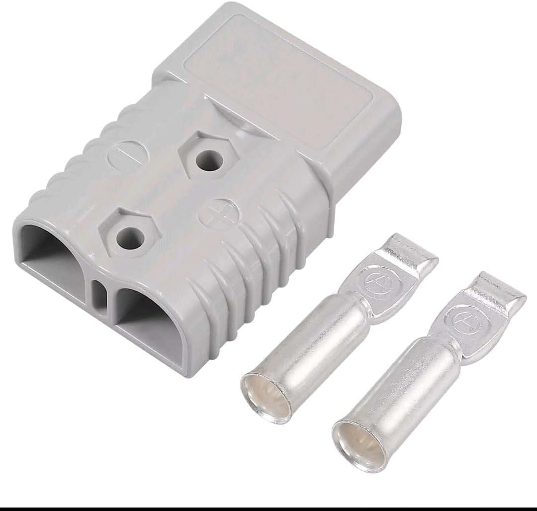 2Pcs or 4Pcs 175A Anderson Style Plug (Grey) Includes 1/0 AWG Copper Terminals &ndash; Heavy Duty Power Connector for Caravan / 4WD / Solar / Trailer / DC Battery Systems (2)