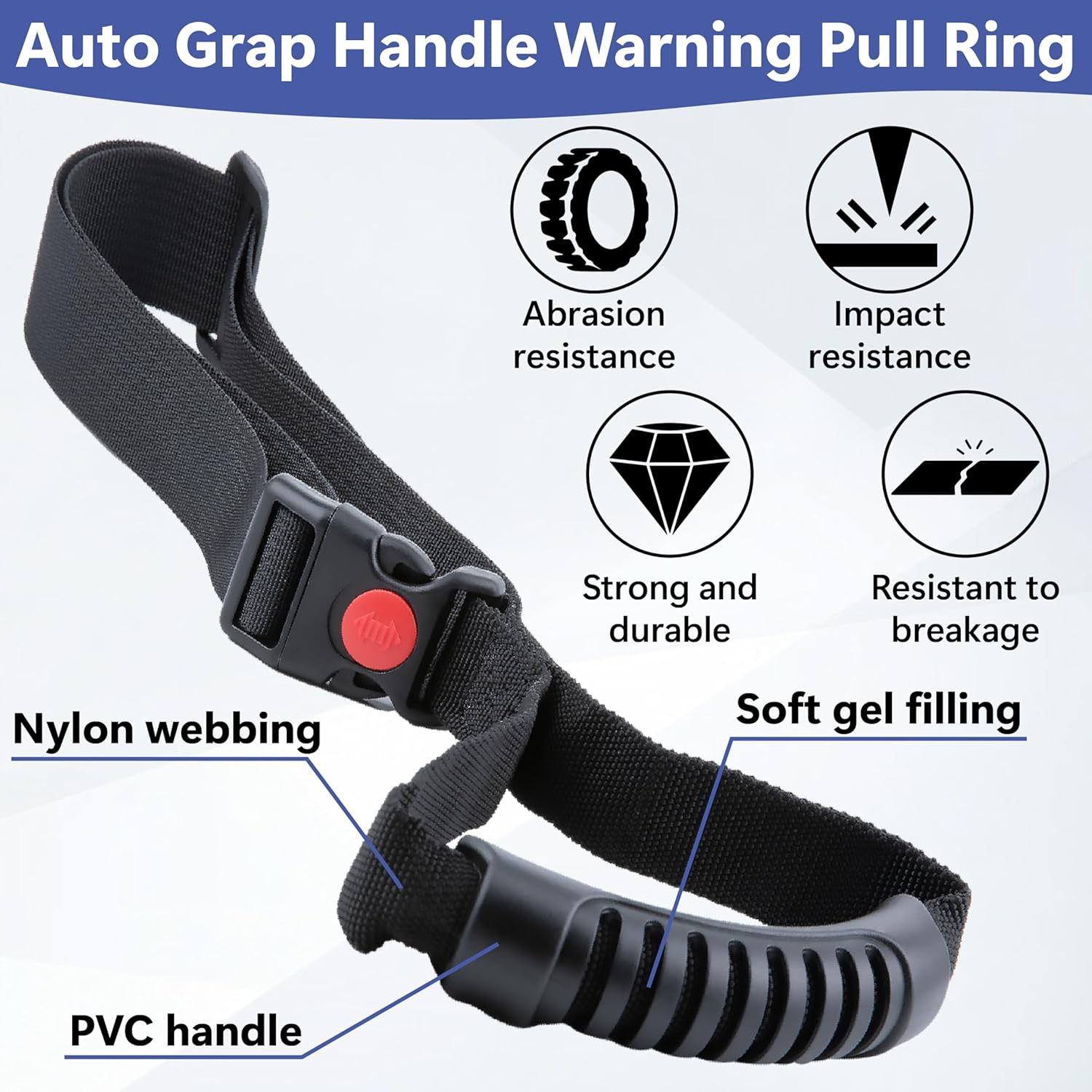 Ecocstm Car Adjustable Grab Handle, Car Handle Assist, Safety Handle Portable Vehicle Support Grab Bar for Trucks, Suvs, Jeeps, Vans, Cars and Atvs (Black) image number 2