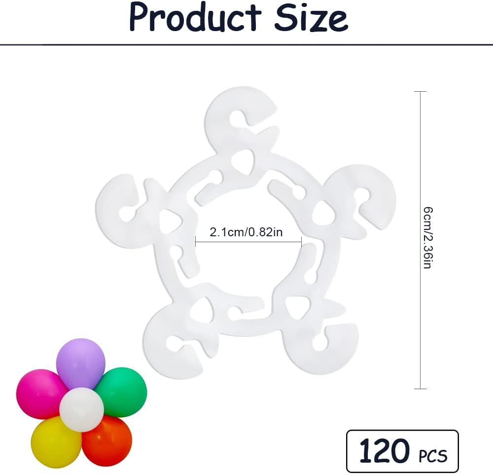 120 Pieces Balloon Clips for Balloon Arch, Balloon Arch Bracket Buckle, Flower Shape Balloon Clips Holders, Balloon Column Stand Balloon Connectors Clips (Clear) image number 4