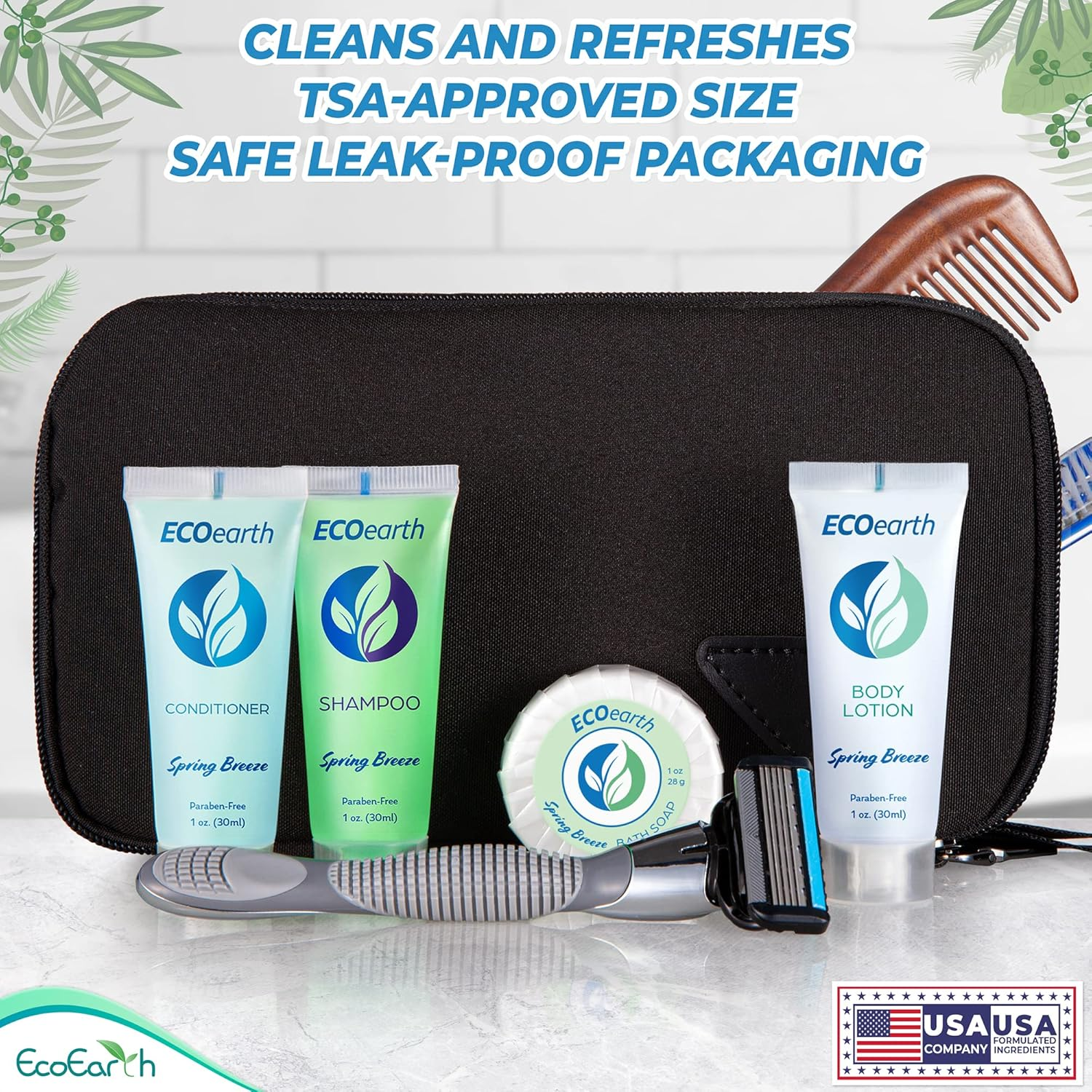 Ecoearth Hotel Toiletries Bundle (Spring Breeze, 1 Oz Each, 125 Pieces) 5-Piece Set: 25 Each round Bar Soap, Shampoo, Conditioner, Body Lotion & Body Wash - Bulk Mini Guest Amenities image number 5