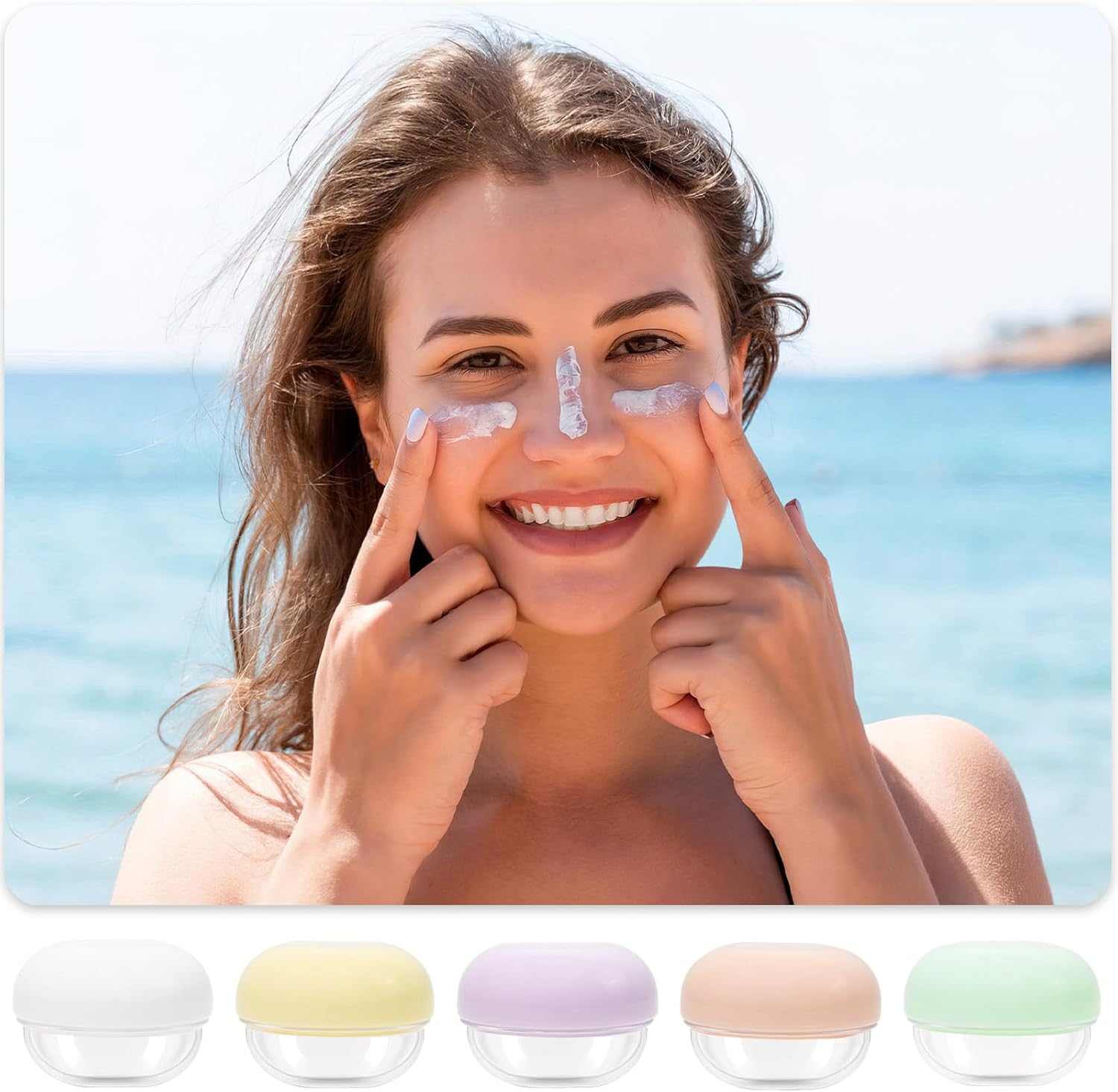 10 Pcs Small Travel Containers 10Ml Leak Proof Mini Travel Jars with 10 Pcs White Small Makeup Spatula, Convenient Travel Jars with Lids for Creams Lotion Moisturizer (Colorful) image number 4